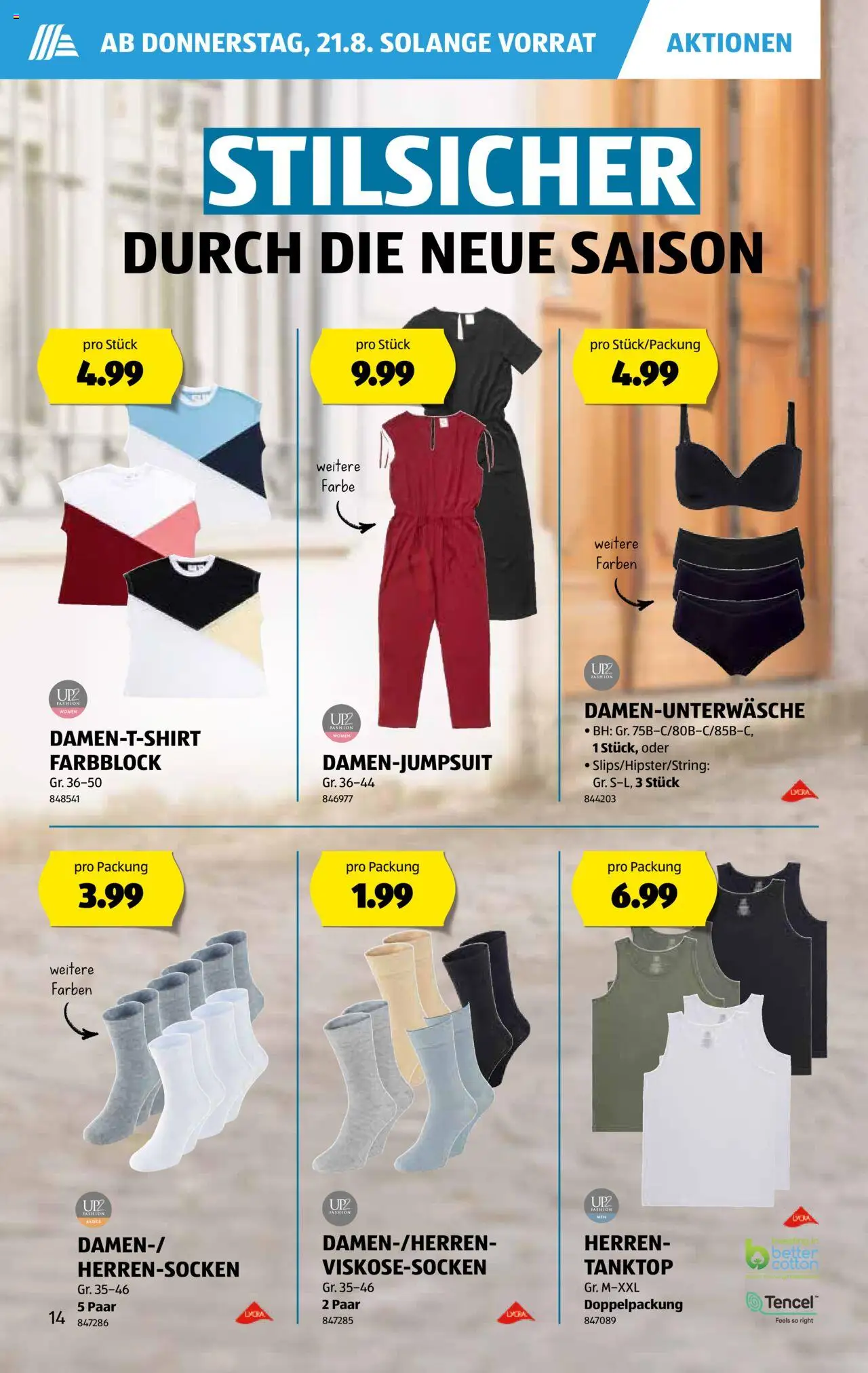 Aldi Aktionen ab 21.08.2025 | Seite: 15 | Produkte: Tanktop, Bh