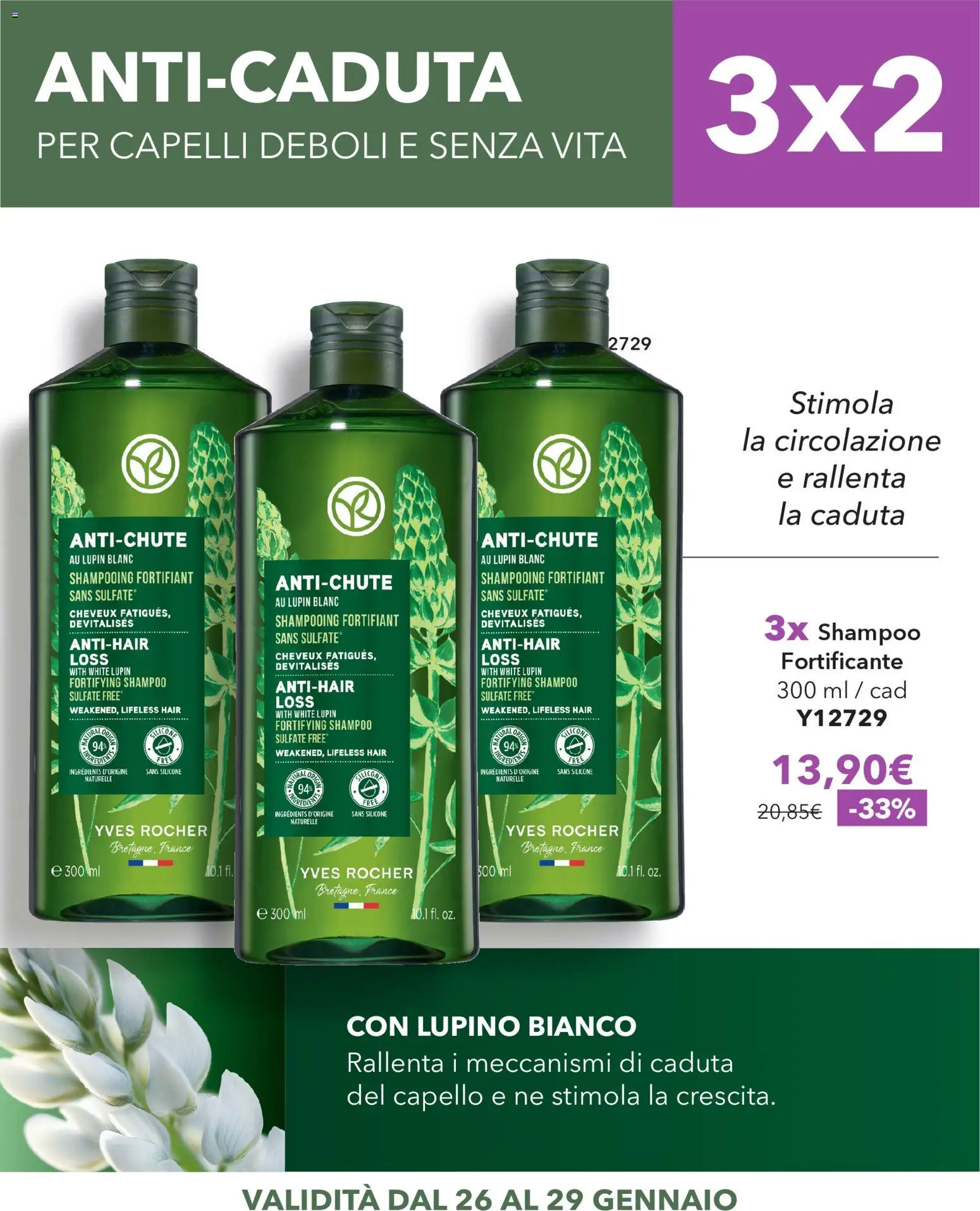 Volantino Yves Rocher del 26.01.2026 | Pagina: 3 | Prodotti: Shampoo, Silicone