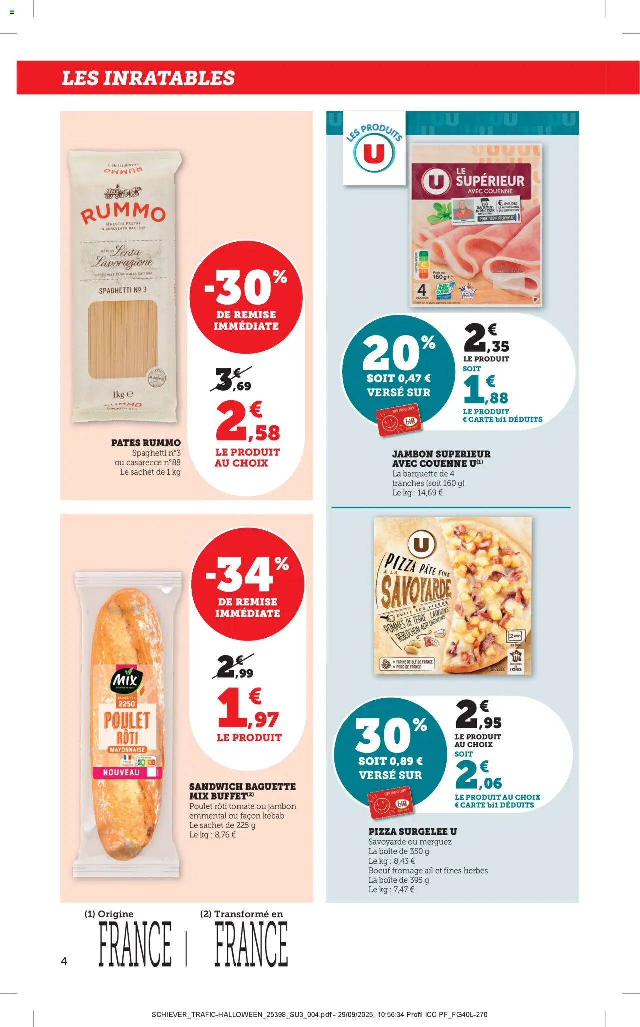 {H1} | Page: 4 | Produits: Sandwich, Farine, Fromage, Pizza