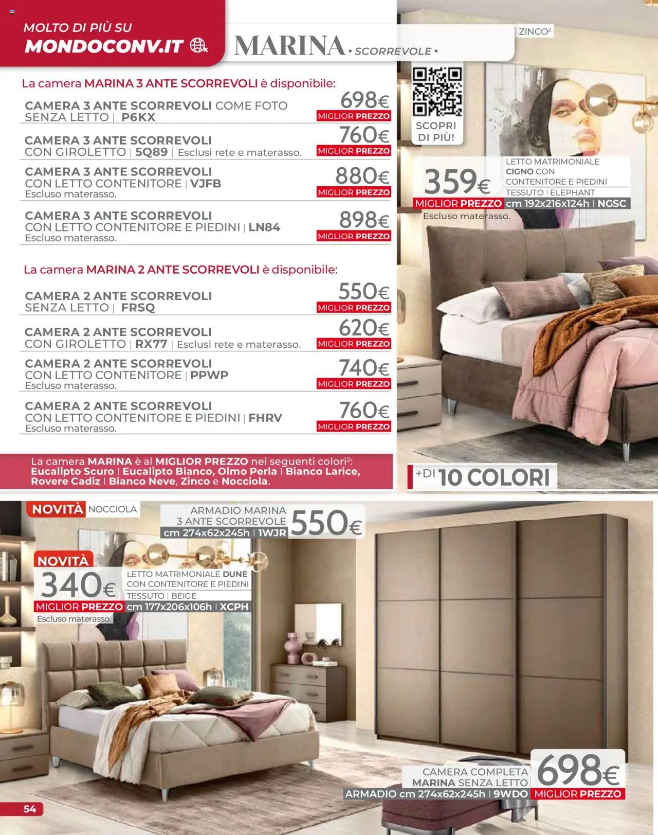 Volantino Mondo Convenienza del 09.09.2025 | Pagina: 56 | Prodotti: Letto matrimoniale, Contenitore, Letto, Armadio