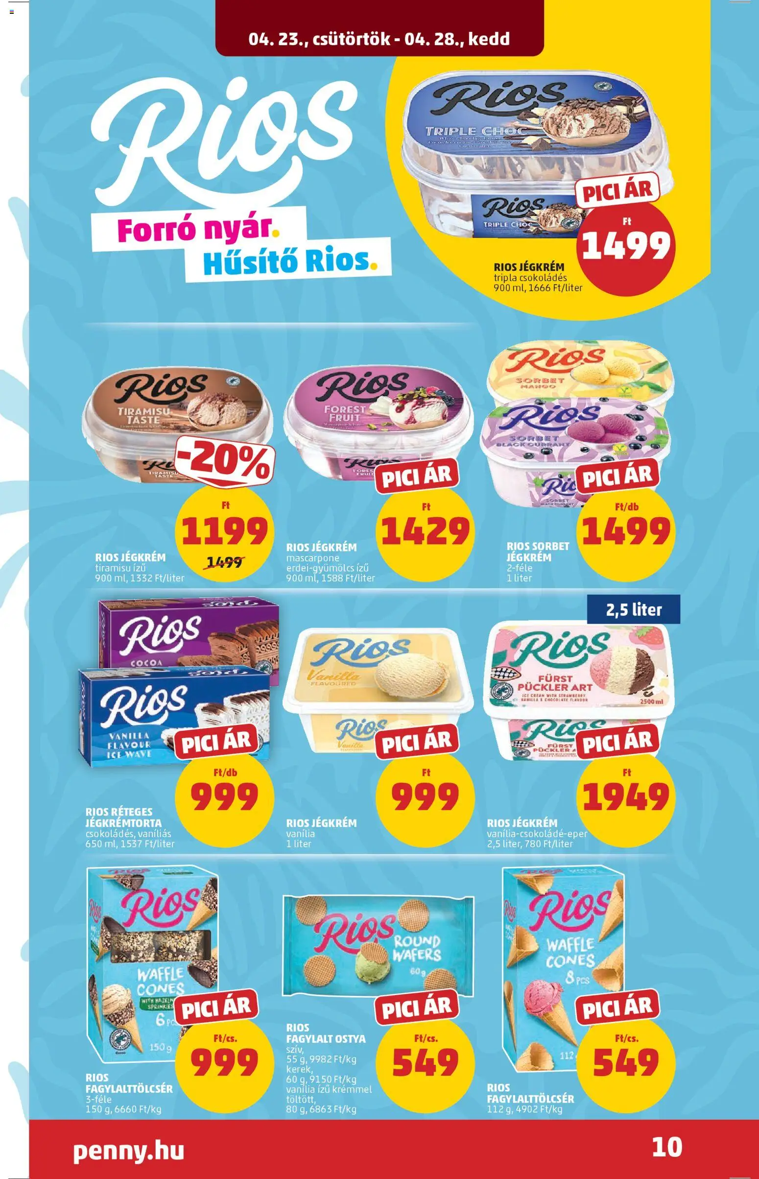 PENNY akciós ujság - amely érvényes a következő dátumtól: 23.04.2026 | Oldal: 12 | Termékek: Tiramisu, Fagylalt, Jégkrémtorta, Jégkrém