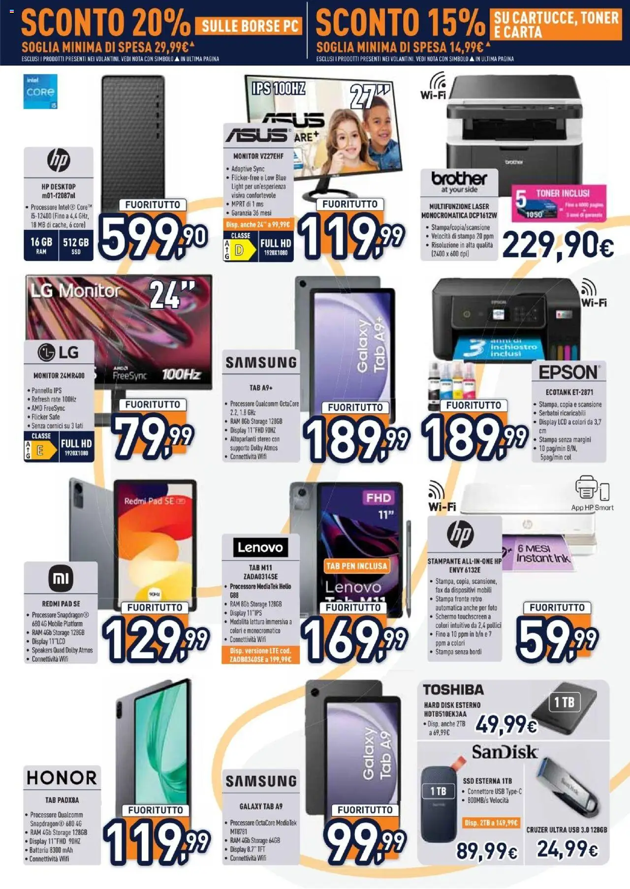 Volantino Unieuro del 01.08.2025 | Pagina: 11 | Prodotti: Mobile, PC, Connettore, Toner