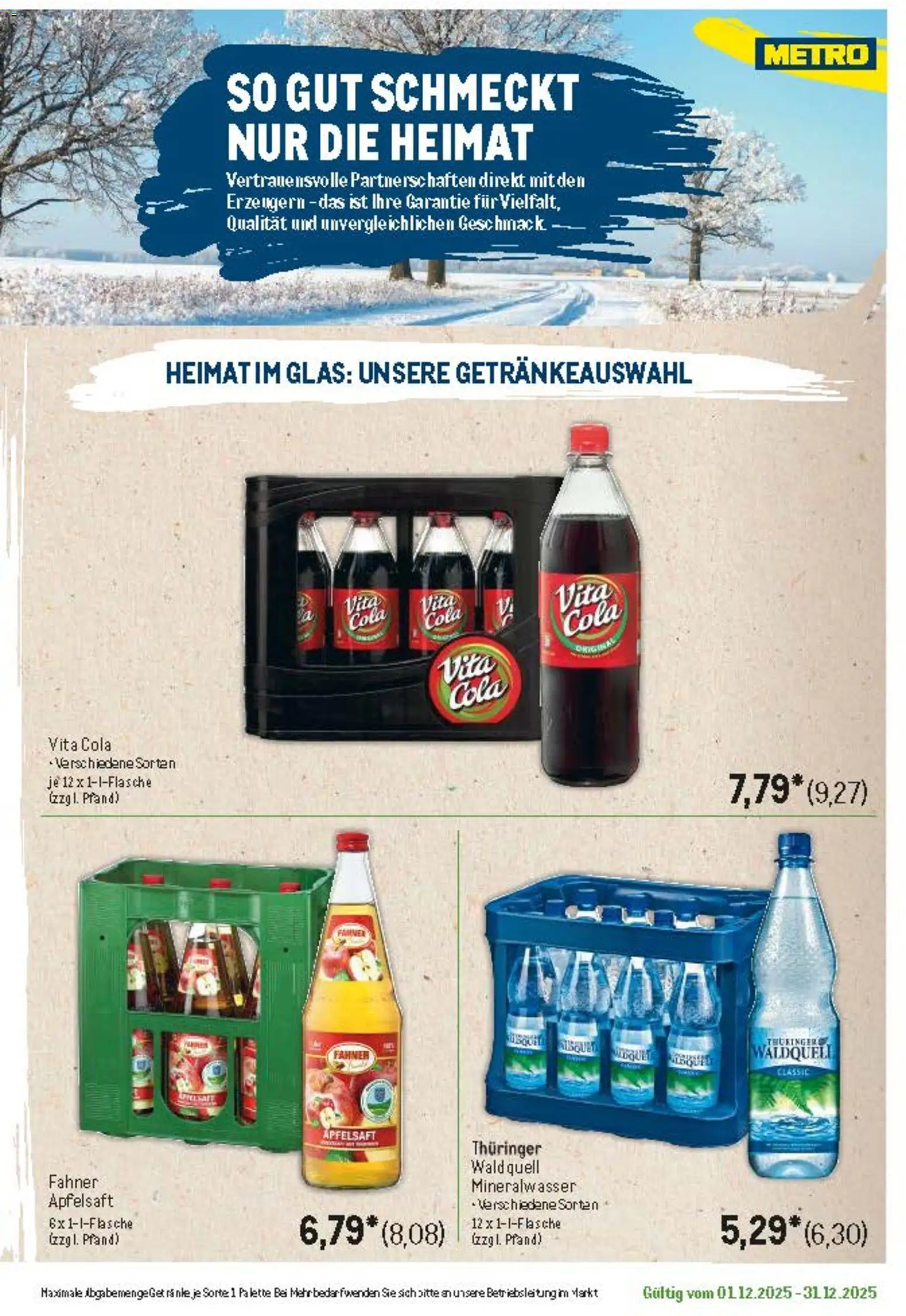 Metro Regionaler Flyer – gültig ab 01.12.2025 | Seite: 34 | Produkte: Cola, Apfelsaft, Mineralwasser, Vita cola