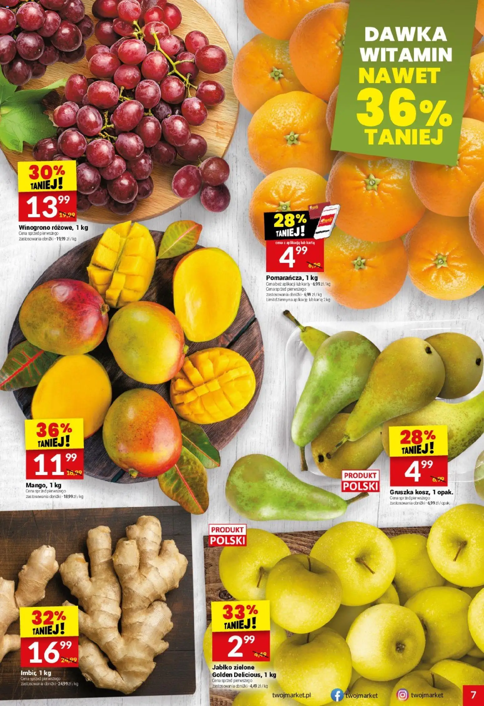 Twój Market Gazetka od 07.01.2026 | Strona: 7 | Produkty: Karta, Gruszka, Winogrono