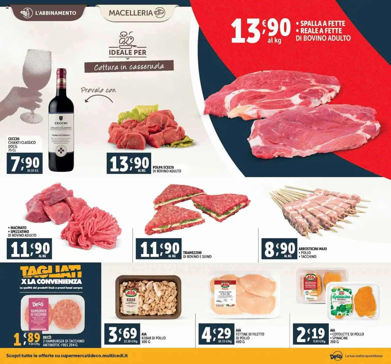 Volantino Decò del 21.08.2025 | Pagina: 4 | Prodotti: Pollo, Casseruola, Arrosticini, Macinato