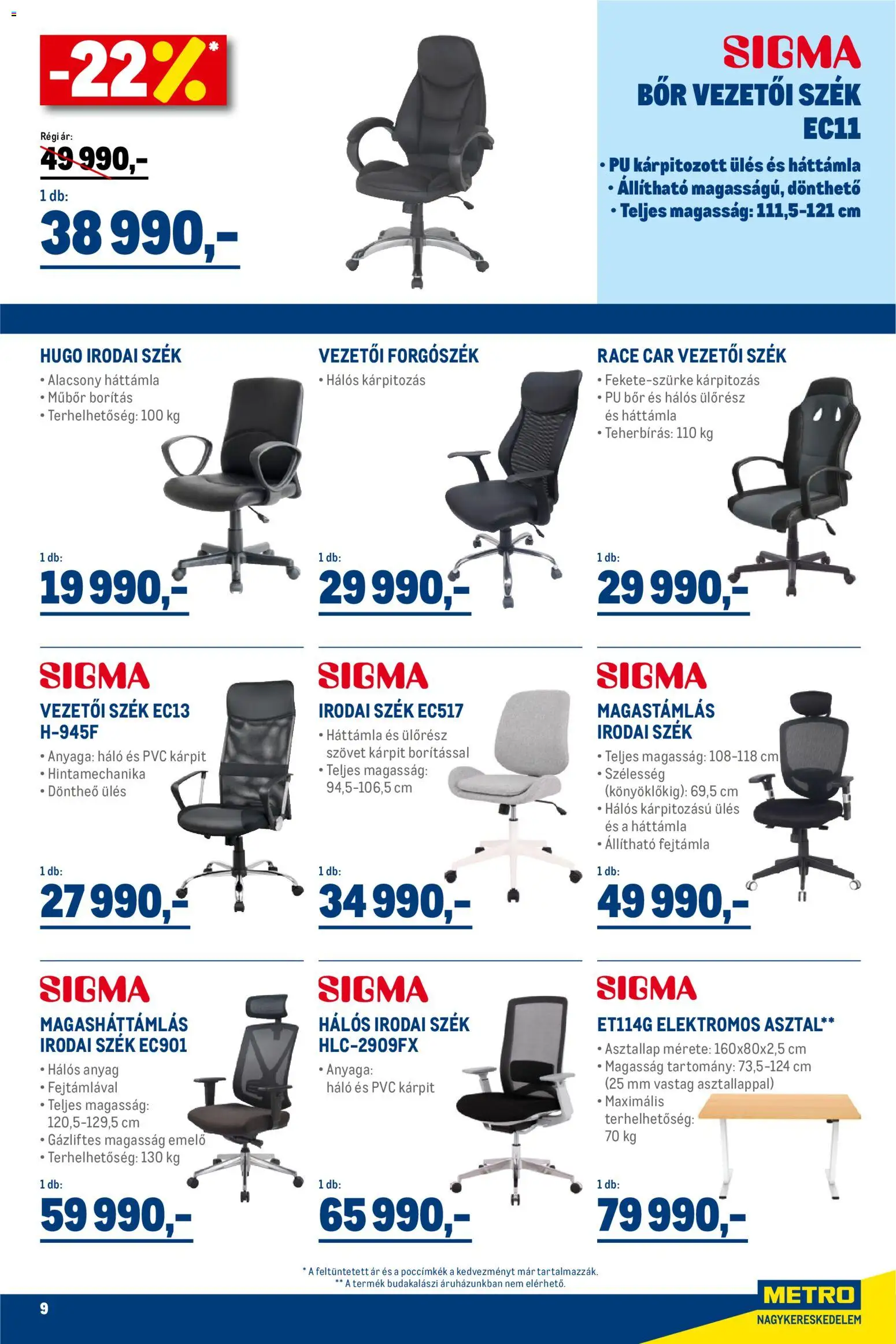 Metro akciós ujság - amely érvényes a következő dátumtól: 02.11.2025 | Oldal: 9 | Termékek: Asztallap, Forgószék, Asztal, Bor
