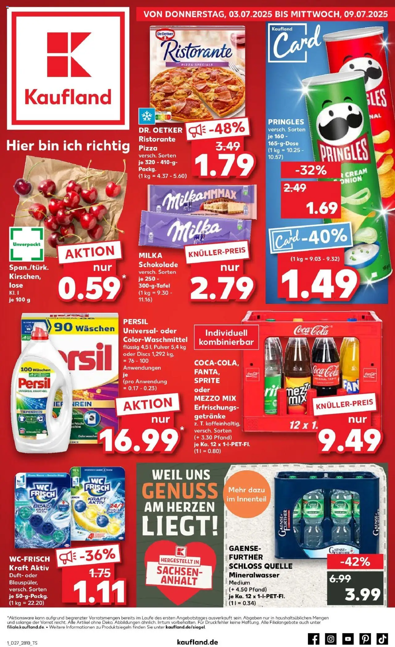 Kaufland prospekt Aschersleben	 - gültig ab dem 03.07.2025 | Seite: 1 | Produkte: Milka, Kirschen, Oder mezzo mix, Persil