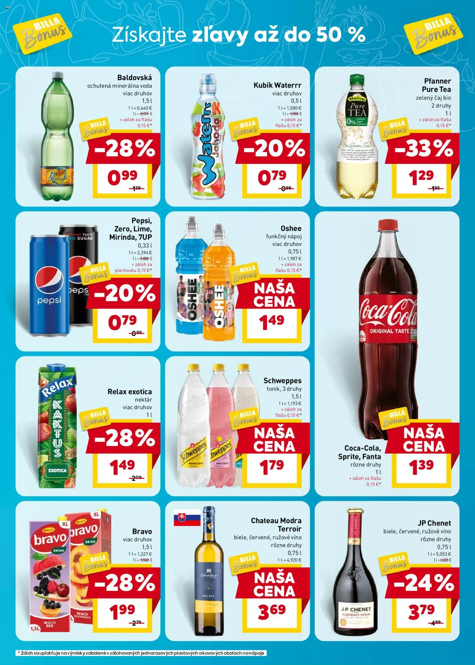 Nové Billa akcie – leták je platný od 29.04.2026 | Strana: 7 | Produkty: Víno, Čaj, Minerálna voda, Baldovská