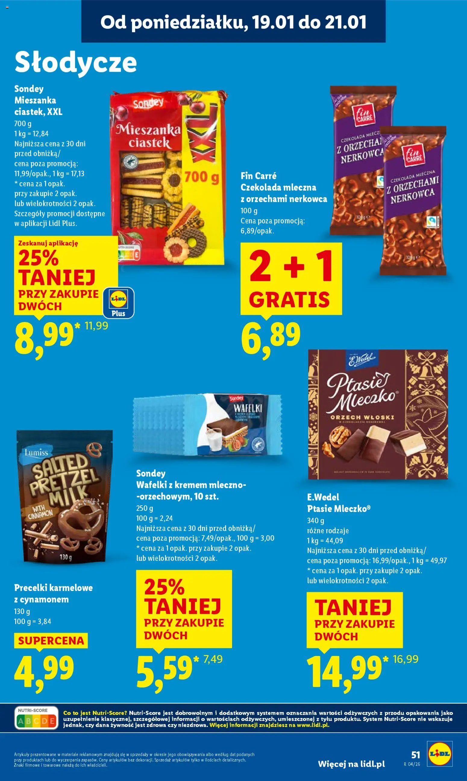Lidl Gazetka od 19.01.2026 | Strona: 51 | Produkty: Słodycze, Czekolada mleczna, Wafelki, Czekolada