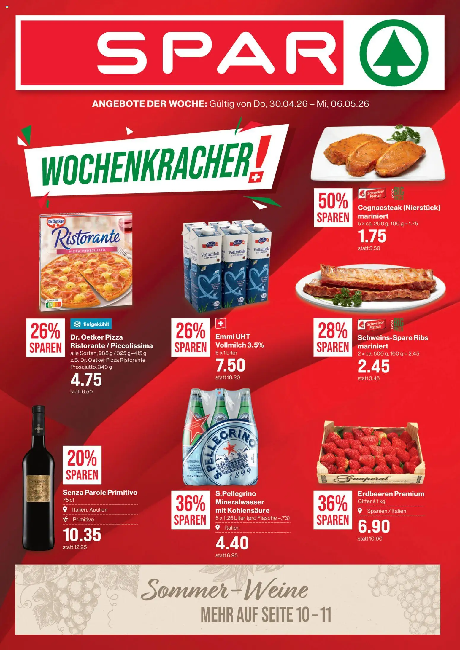 SPAR - SPAR Handels AG – gültig ab 30.04.2026 | Seite: 1 | Produkte: Gitter, Mineralwasser, Pizza, Erdbeeren