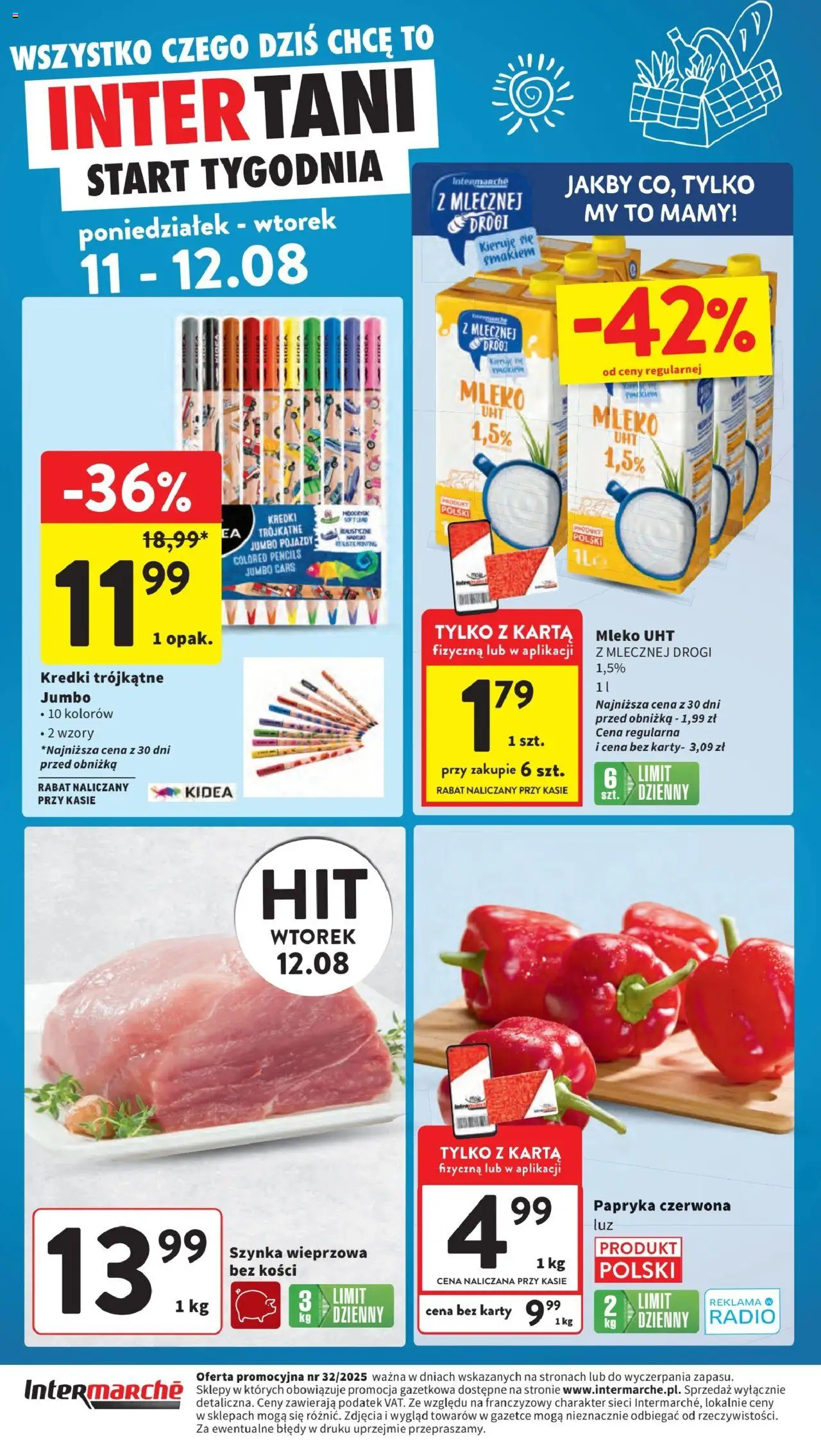 Intermarche Gazetka od 07.08.2025 | Strona: 44 | Produkty: Radio, Papryka, Mleko, Papryka czerwona