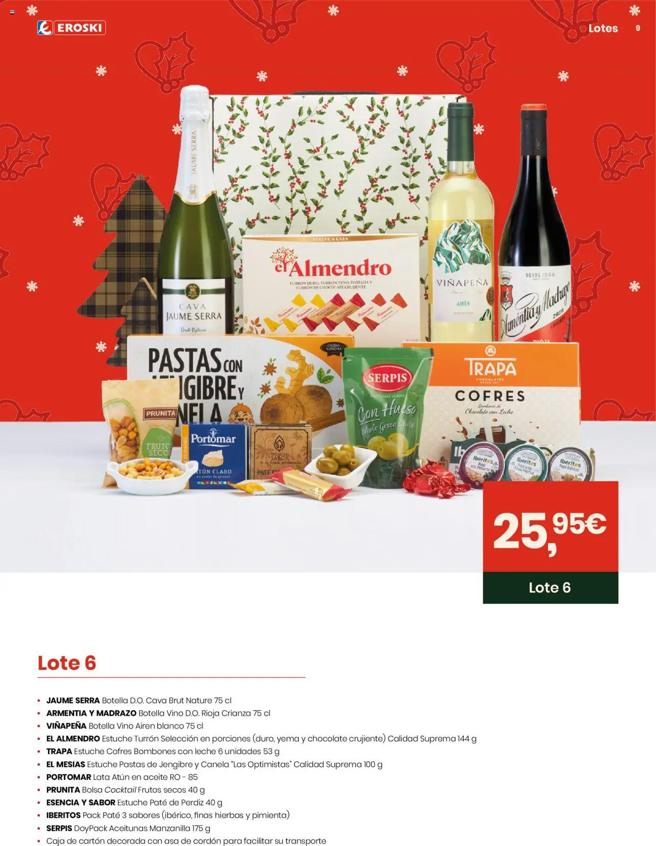 Eroski - Lotes y Cestas Navidad 2025 │ válido desde el 16.10.2025 | Página: 9 | Productos: Leche, Vino, Frutos secos, Caja