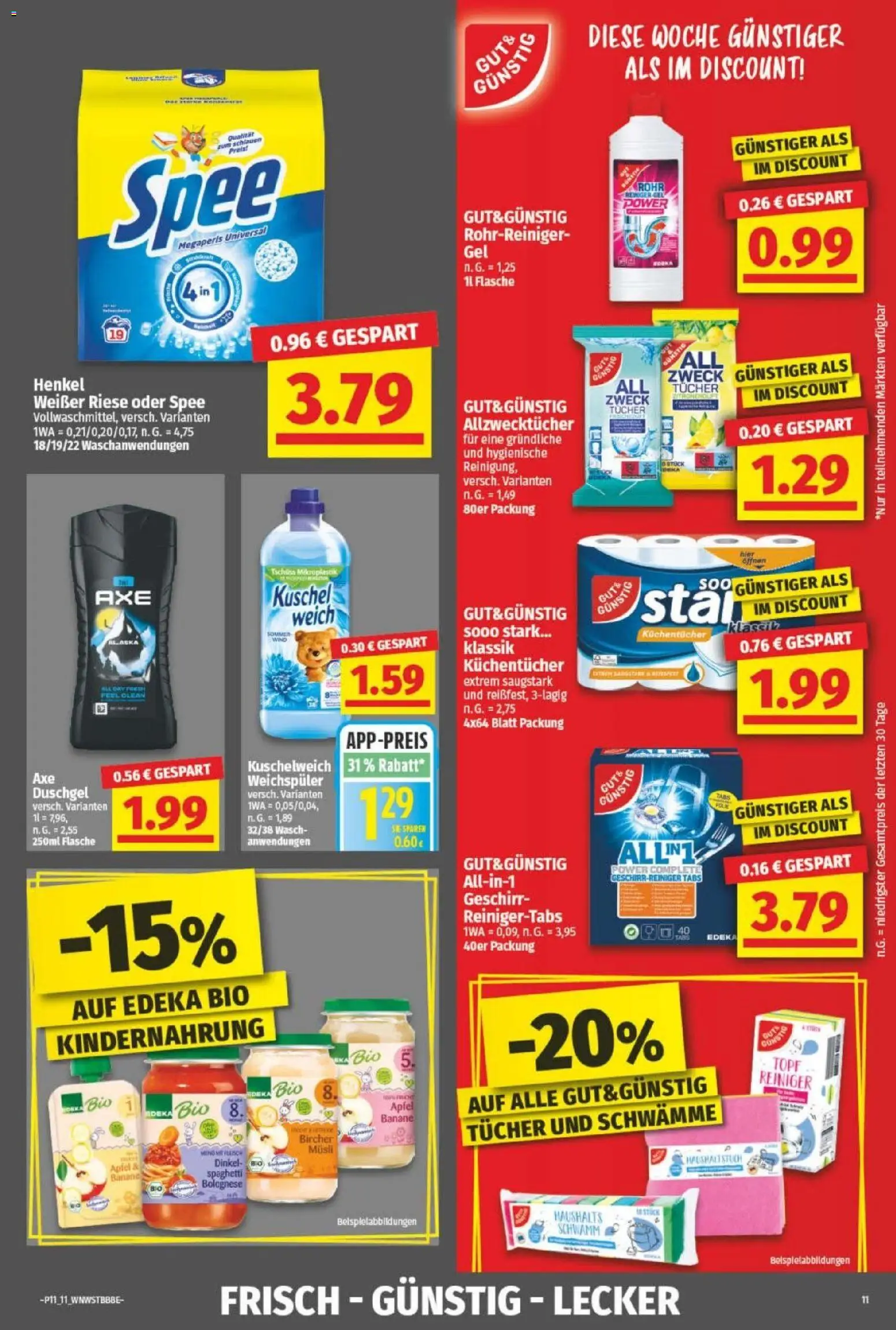 NP Discount Prospekt – gültig ab 09.03.2026 | Seite: 11 | Produkte: Musli, Kuschelweich, Spee, Weichspüler