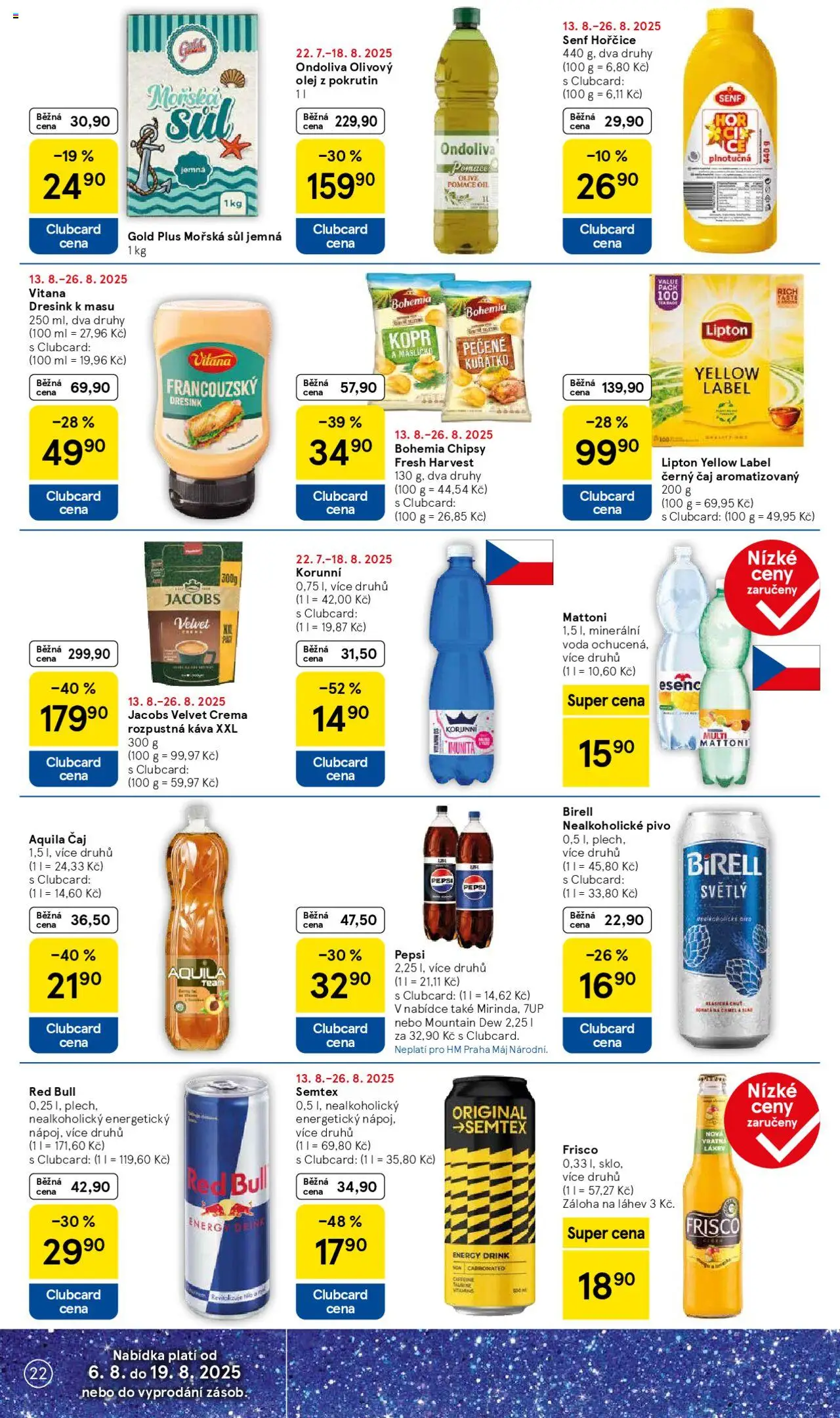 Tesco leták - Hypermarket od 13.08.2025 | Strana: 22 | Produkty: Pivo, Nealkoholické pivo, Red Bull, Energy drink
