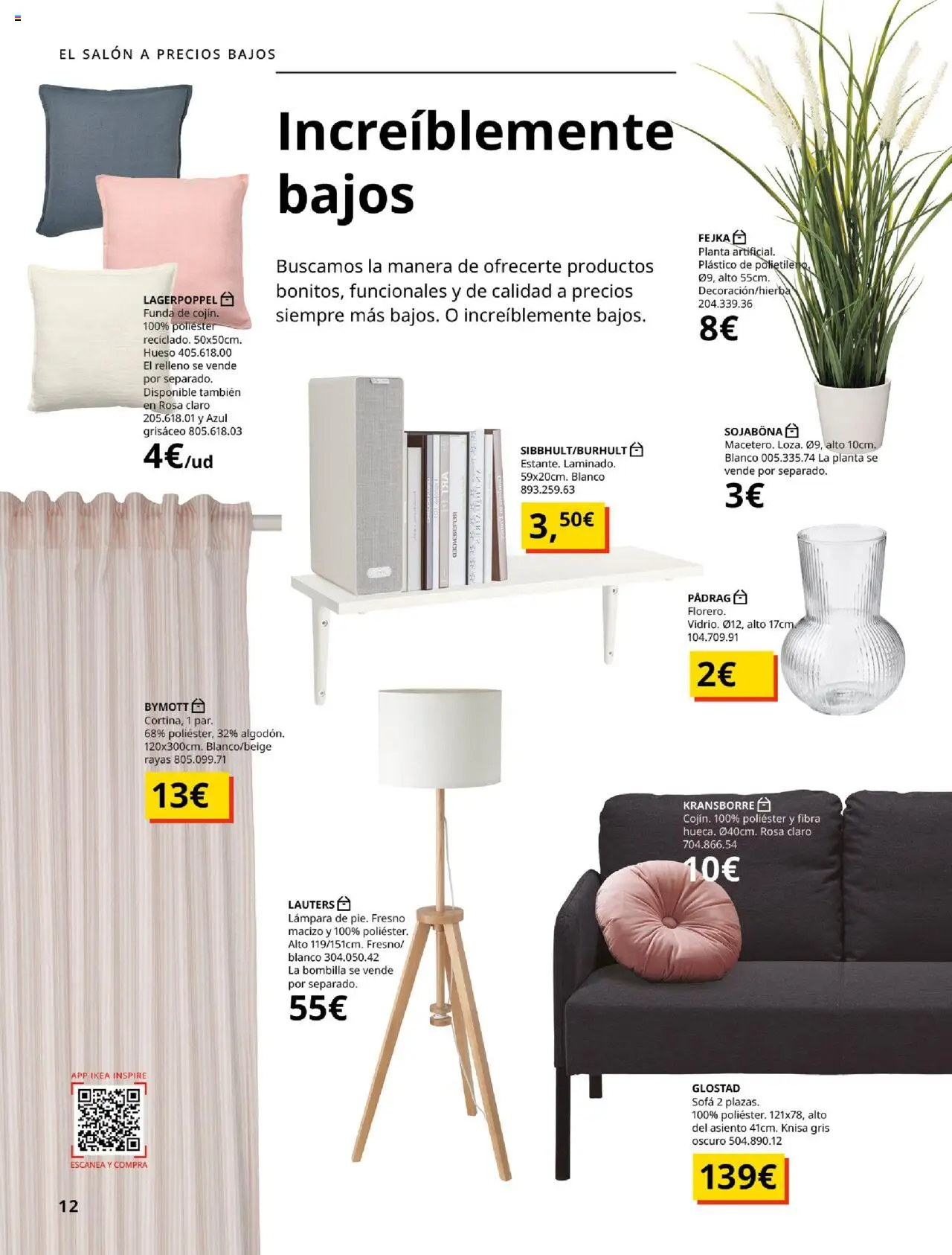 Catálogo IKEA Precios bajos.  │ válido desde el 01.09.2025 | Página: 12 | Productos: Funda, Bombilla, Sofá, Lámpara