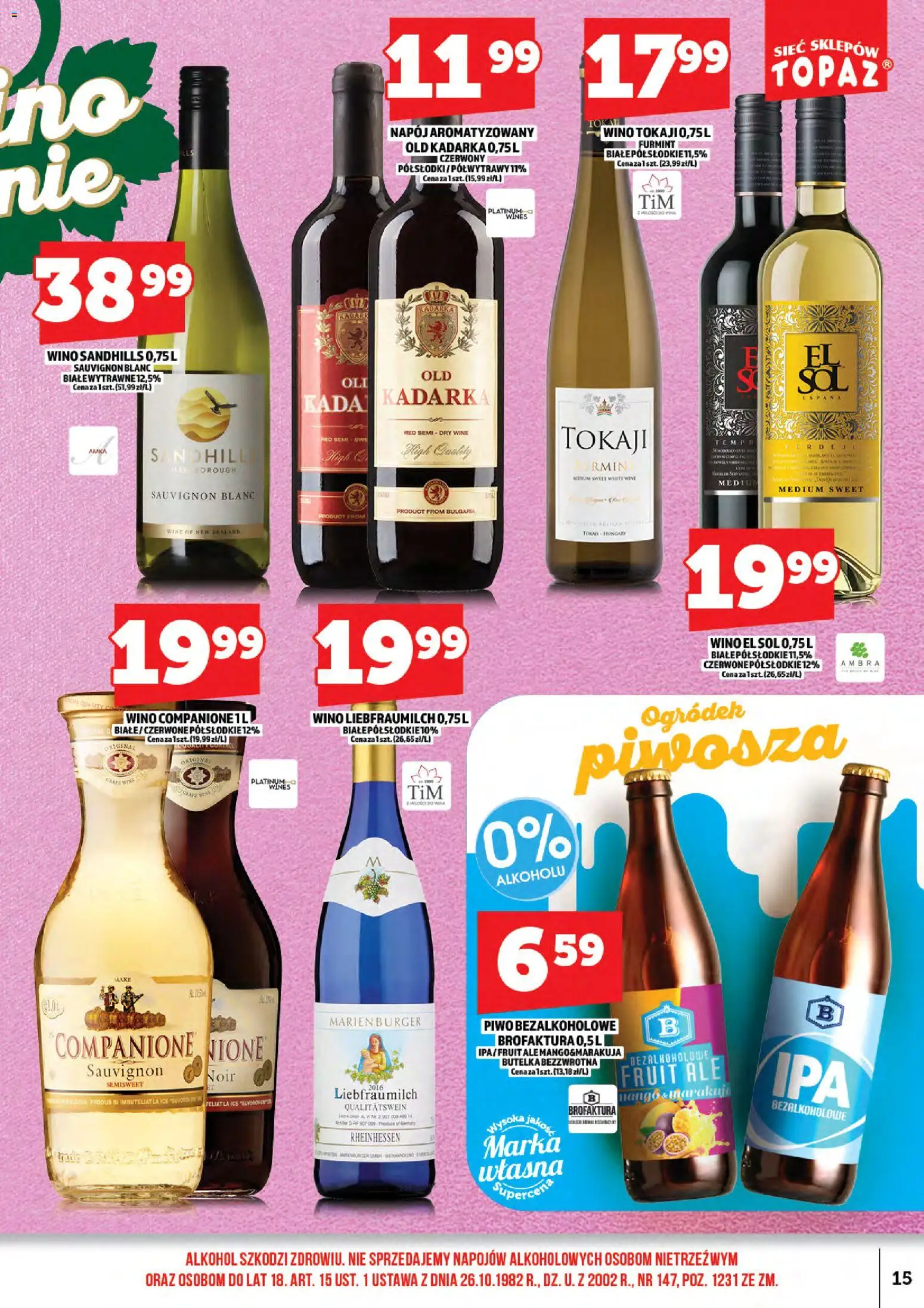 Topaz gazetka alkoholowa od 17.04.2026 | Strona: 17 | Produkty: Wino, Piwo, Alkohol, Sól
