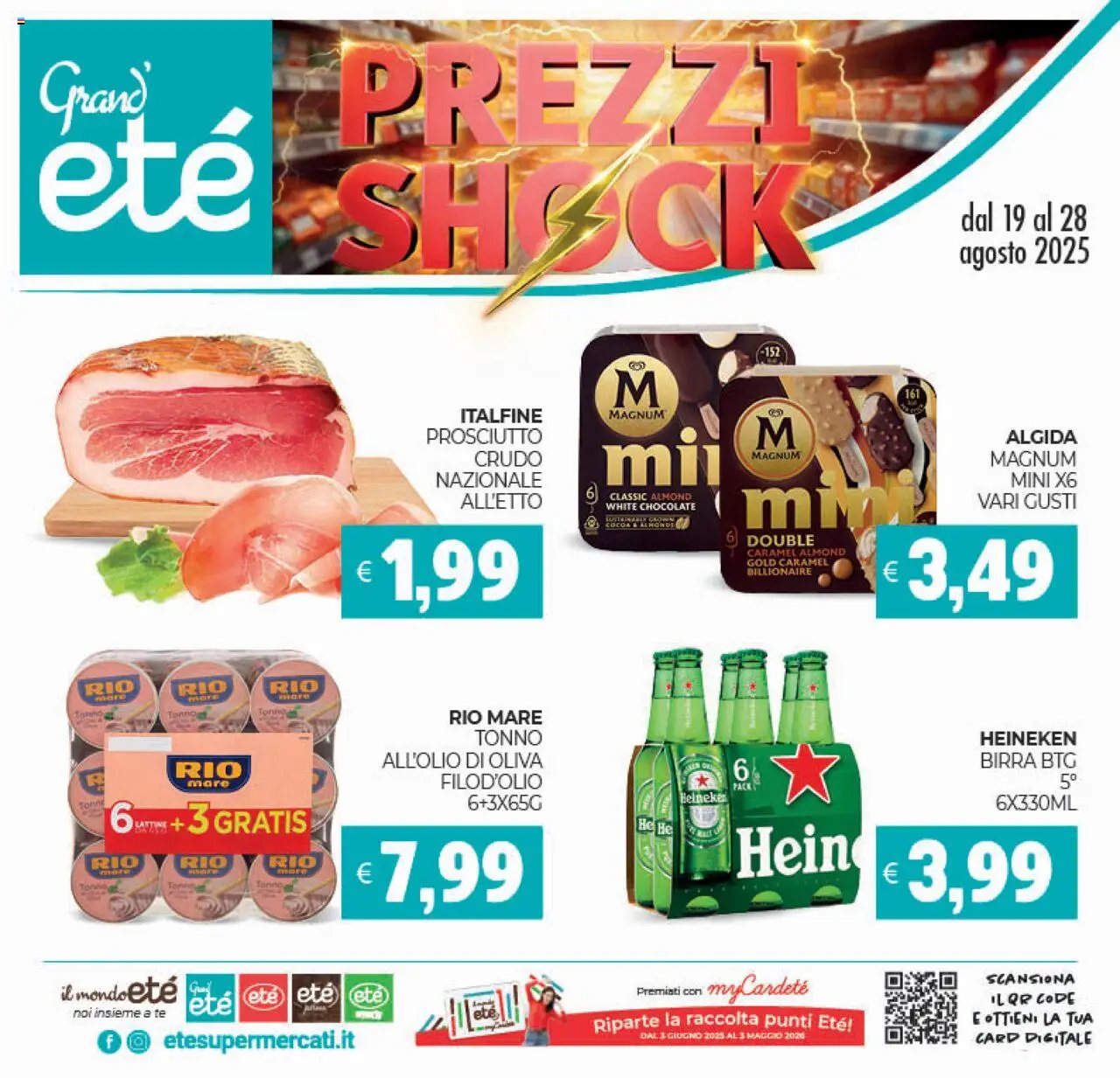 Volantino Eté del 19.08.2025 | Pagina: 1 | Prodotti: Birra, Prosciutto, Tonno, Heineken