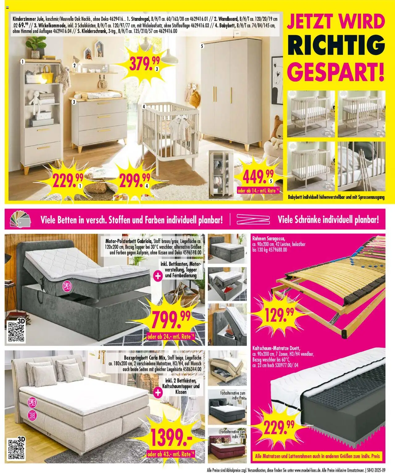 SB Möbel Boss Prospekt 	 – gültig ab 11.10.2025 | Seite: 9 | Produkte: Kissen, Boxspringbett, Topper, Babybett