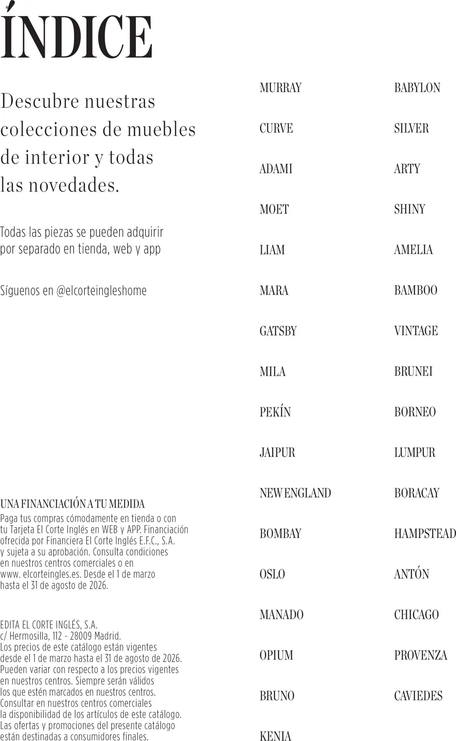 El Corte Inglés Colecciones │ válido desde el 07.04.2026 | Página: 2 | Productos: Muebles