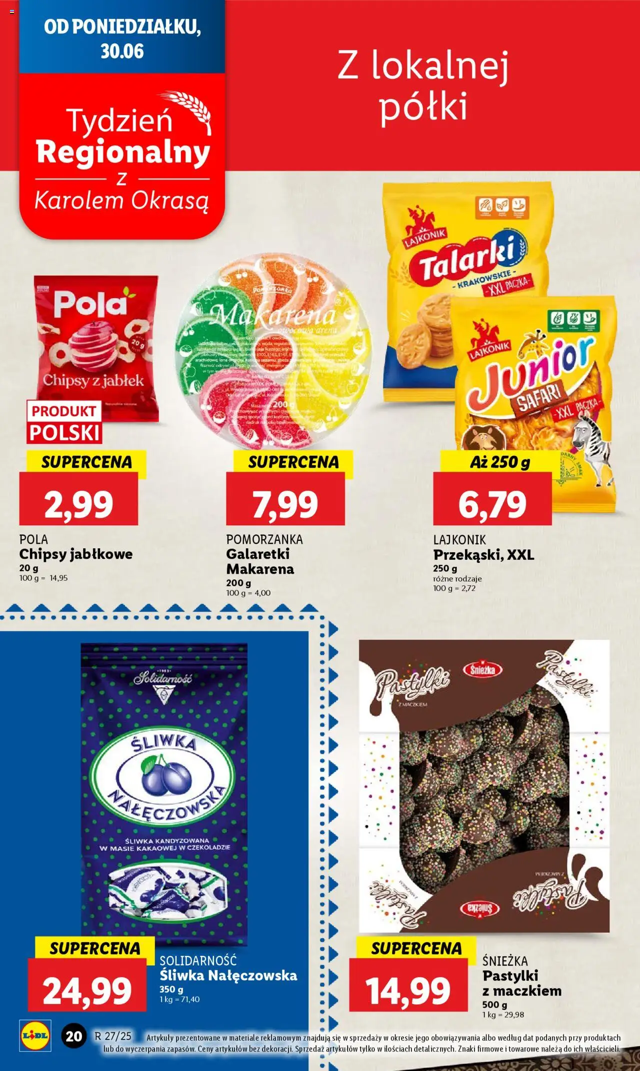 Lidl Gazetka od 30.06.2025 | Strona: 24 | Produkty: Chipsy, Galaretki, Śliwka nałęczowska, Woda