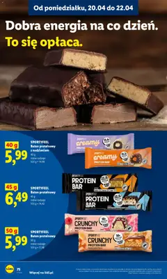 Pogląd oferty "SPORTYFEEL creamy PROTEIN BAR Caramel Fudiye Brownie Filionsut, Caramel Fudiye Brownie Filionsut" - ważna od 20.04.2026 | Strona: 78 | Produkty: Baton, Brownie