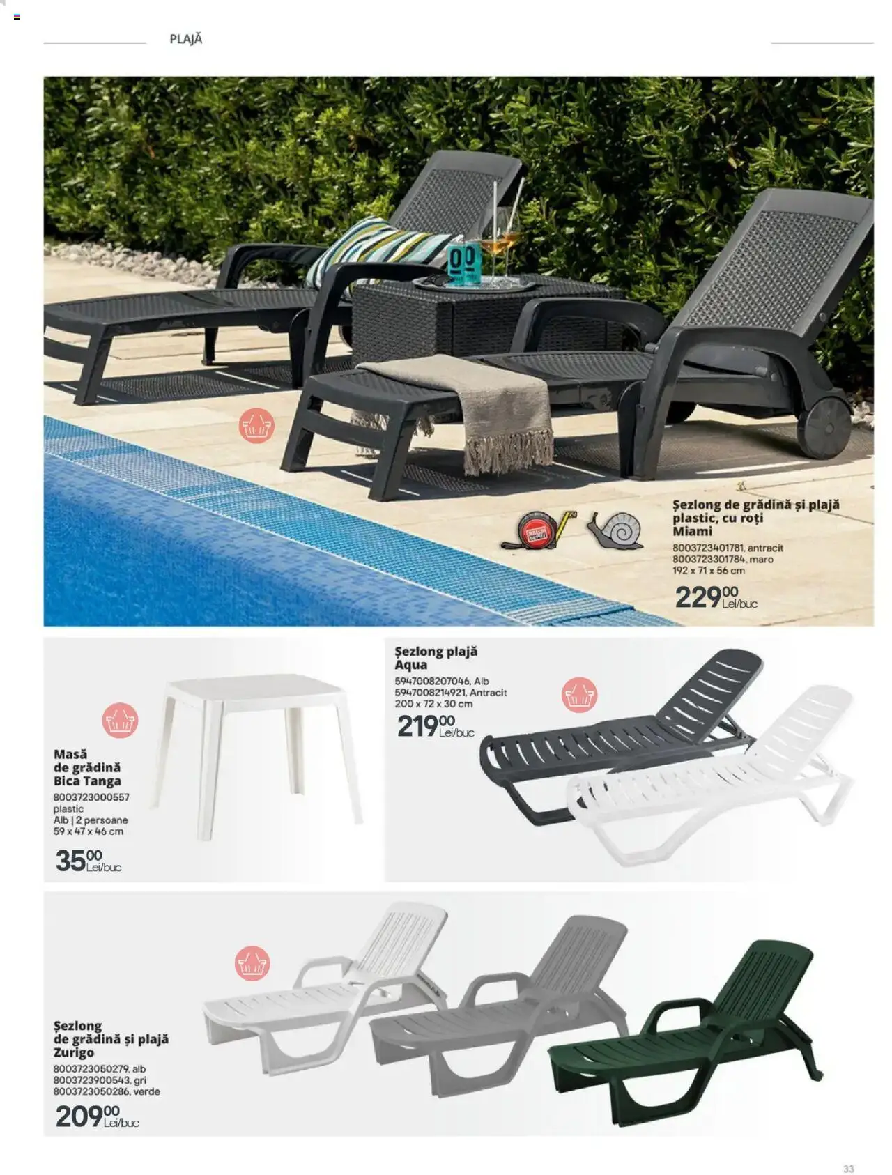 Noul catalog Brico Depot – valabil de la 28.03.2025 | Pagină: 33 | Produse: Șezlong, Masă