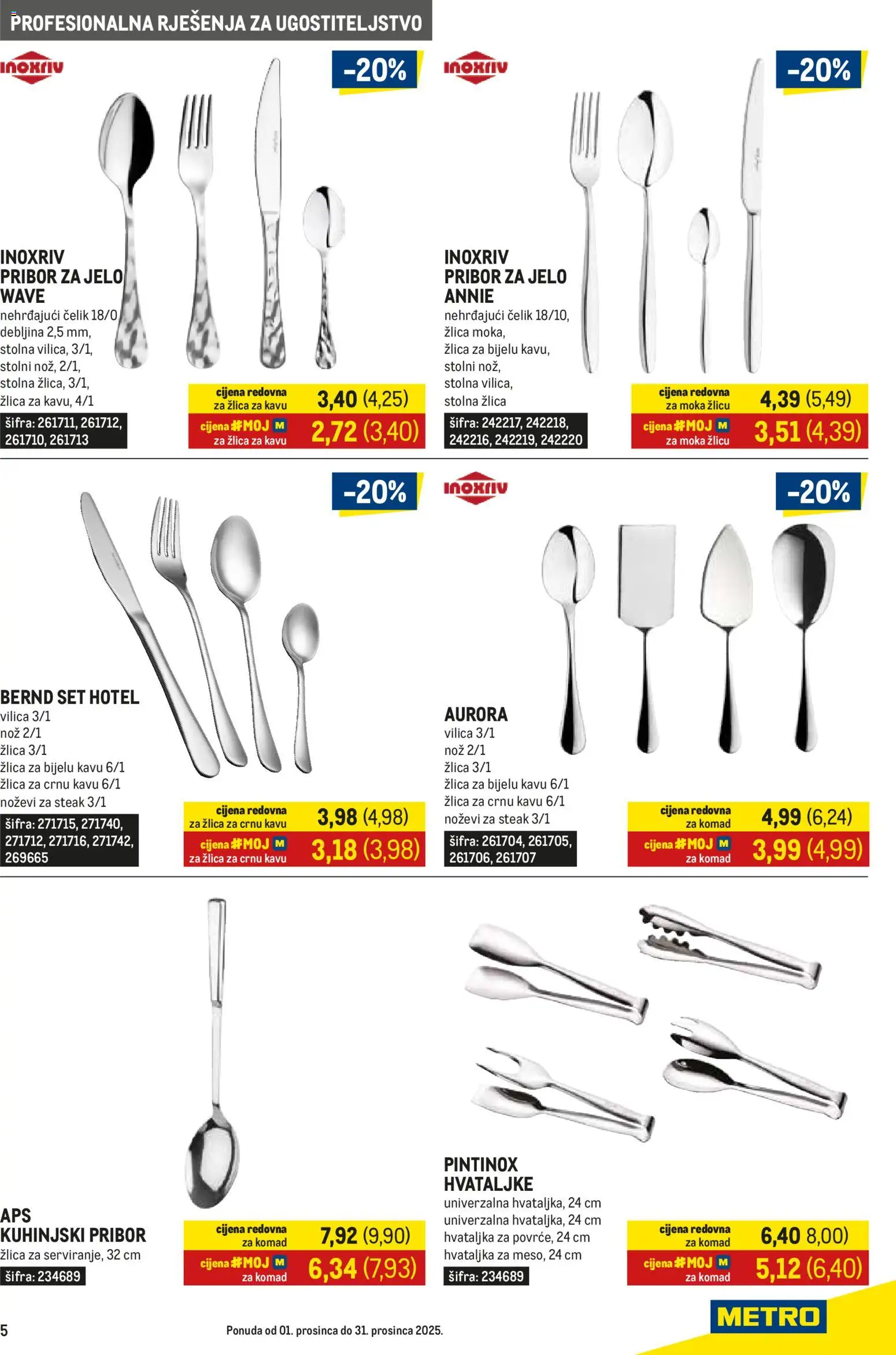 Metro katalog | vrijedi od 01.12.2025 | Stranica: 5 | Proizvodi: Nož, Pribor za jelo, Hvataljka
