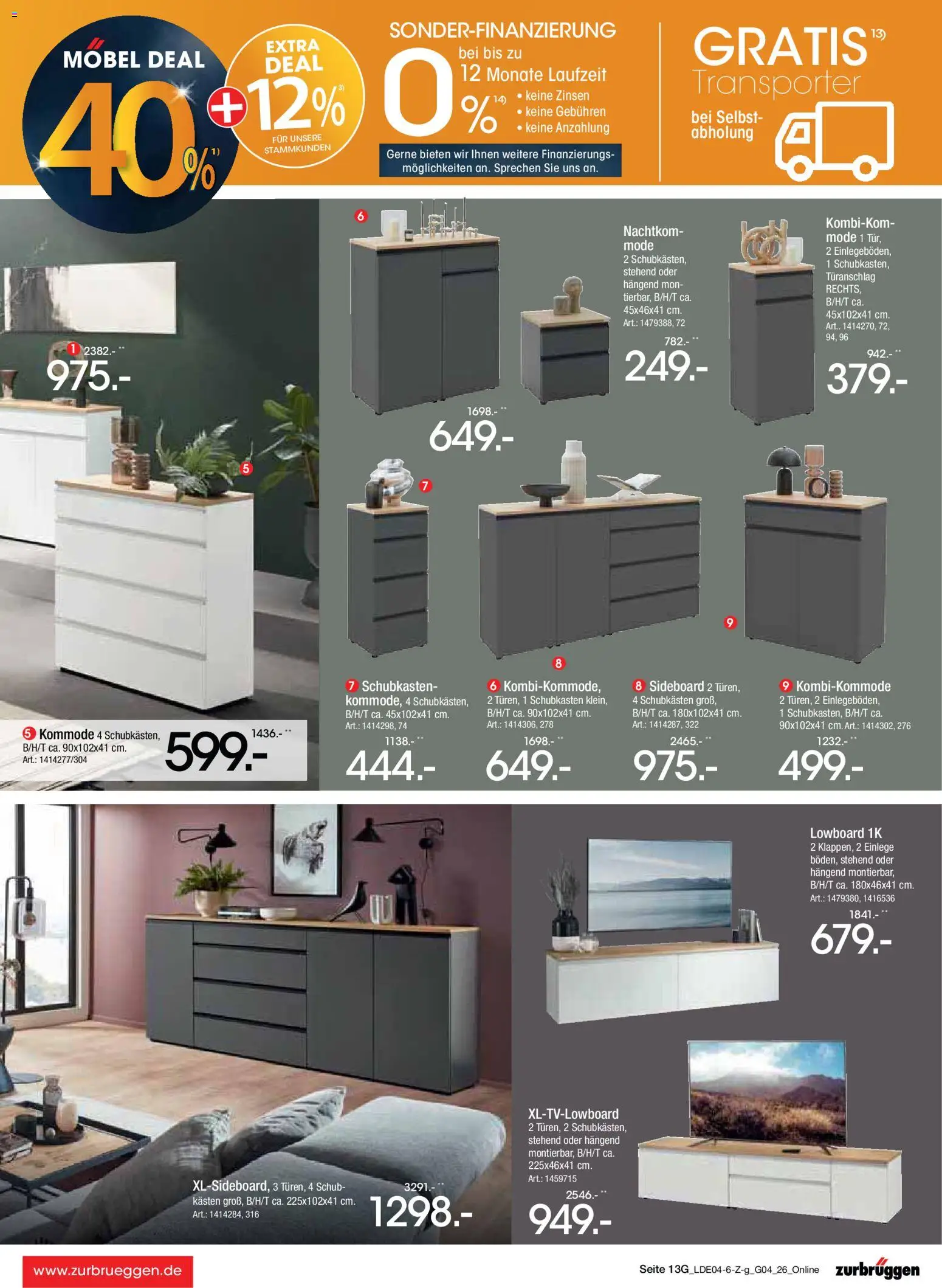 Zurbrüggen Italienische Wochen – gültig ab 11.04.2026 | Seite: 27 | Produkte: Sideboard, Lowboard, Kommode