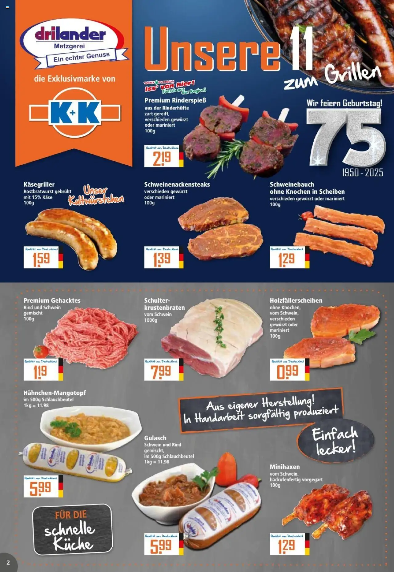Klaas & Kock Prospekt - gültig ab dem 21.07.2025 | Seite: 2 | Produkte: Küche, Krustenbraten, Gulasch, Fleisch