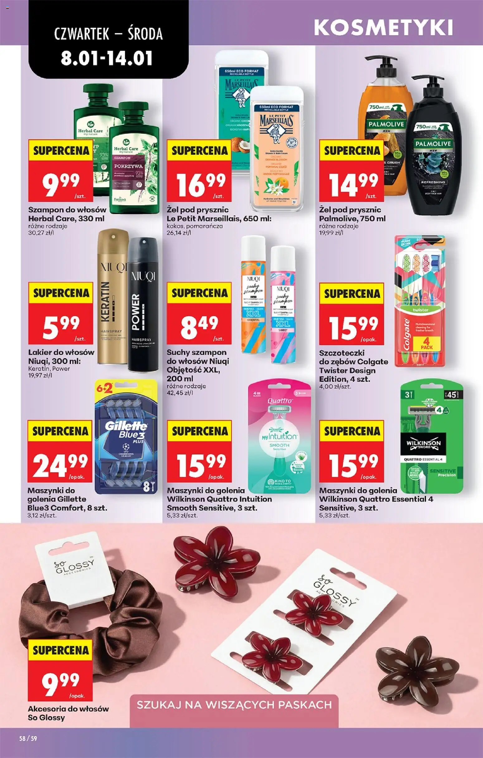 Biedronka gazetka - Oferta w tym tygodniu od 08.01.2026 | Strona: 66 | Produkty: Gillette, Prysznic, Szampon, Lakier do włosów