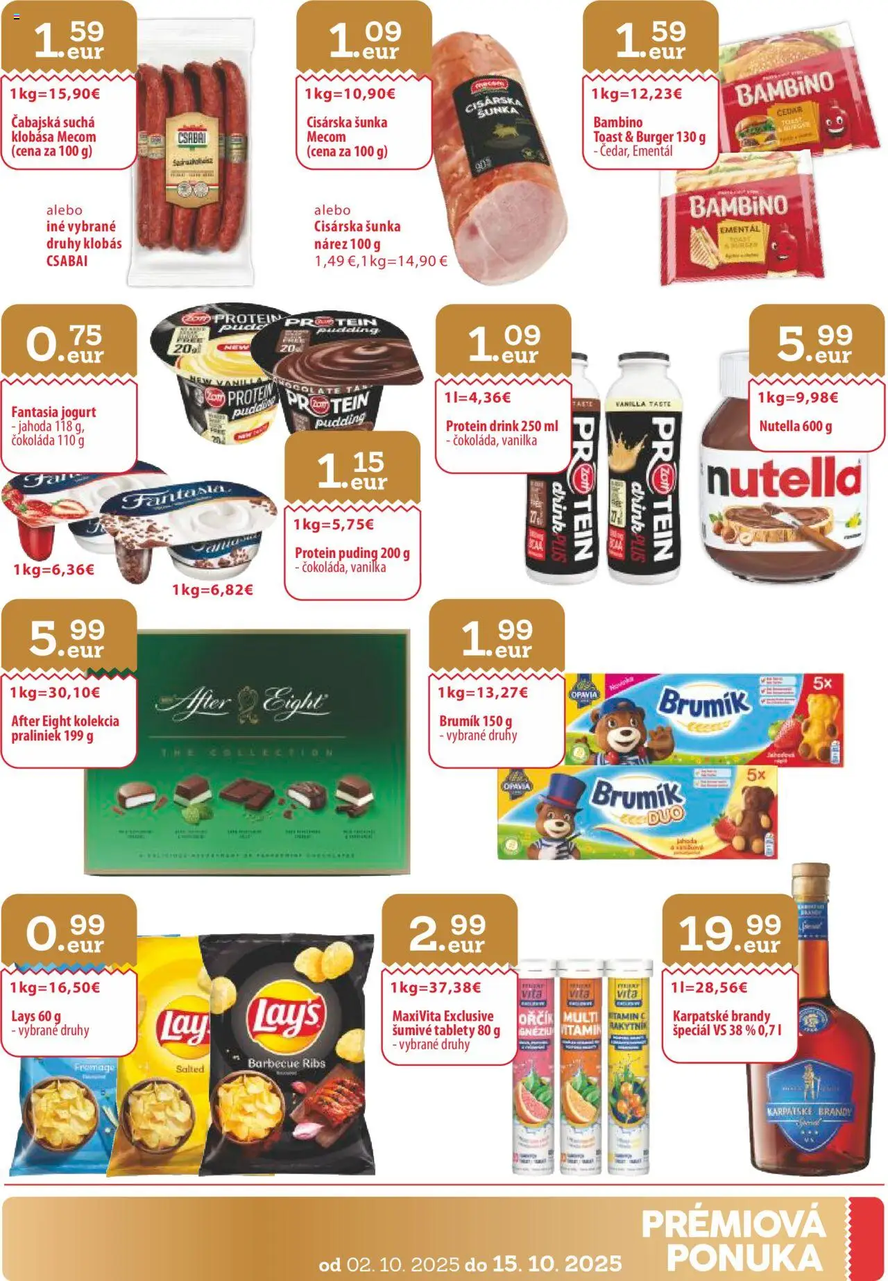 Nové CBA Komfos akcie – leták je platný od 02.10.2025 | Strana: 31 | Produkty: Klobása, Karpatské brandy, Puding, Čokoláda