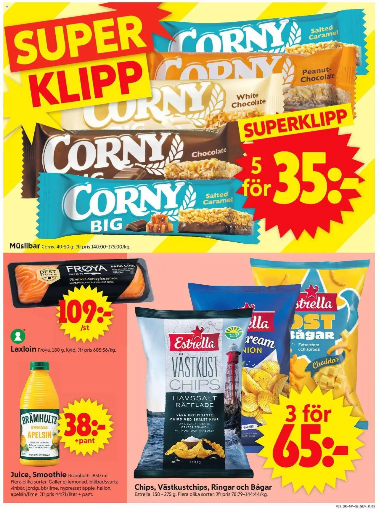 ICA Supermarket reklamblad aktuell från 22.09.2025 | Sida: 5 | Produkter: Gem, Chips, Cheddar, Potatis
