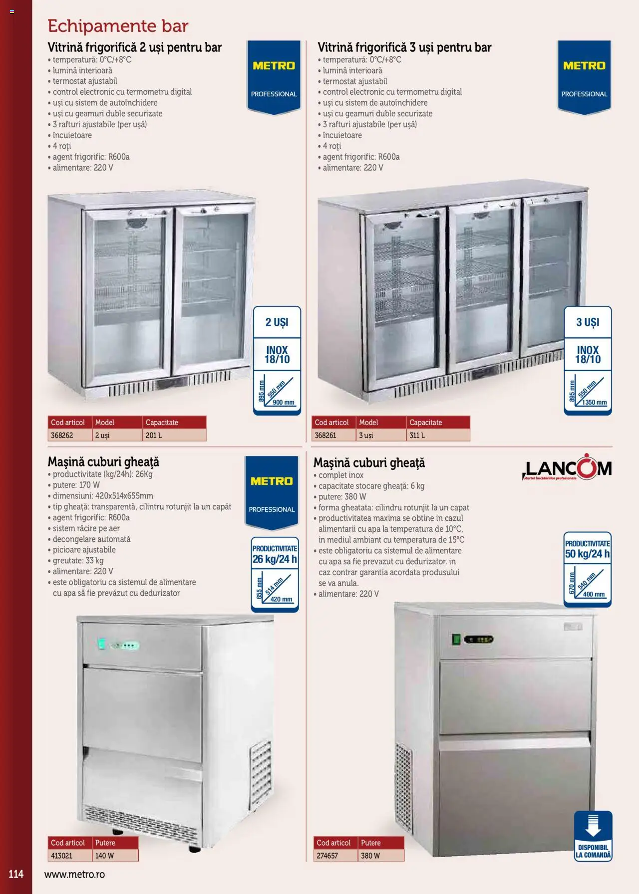 Noul catalog Metro – valabil de la 17.09.2025 | Pagină: 114 | Produse: Tavuk suyu, Vitrină, Ușă, Apă