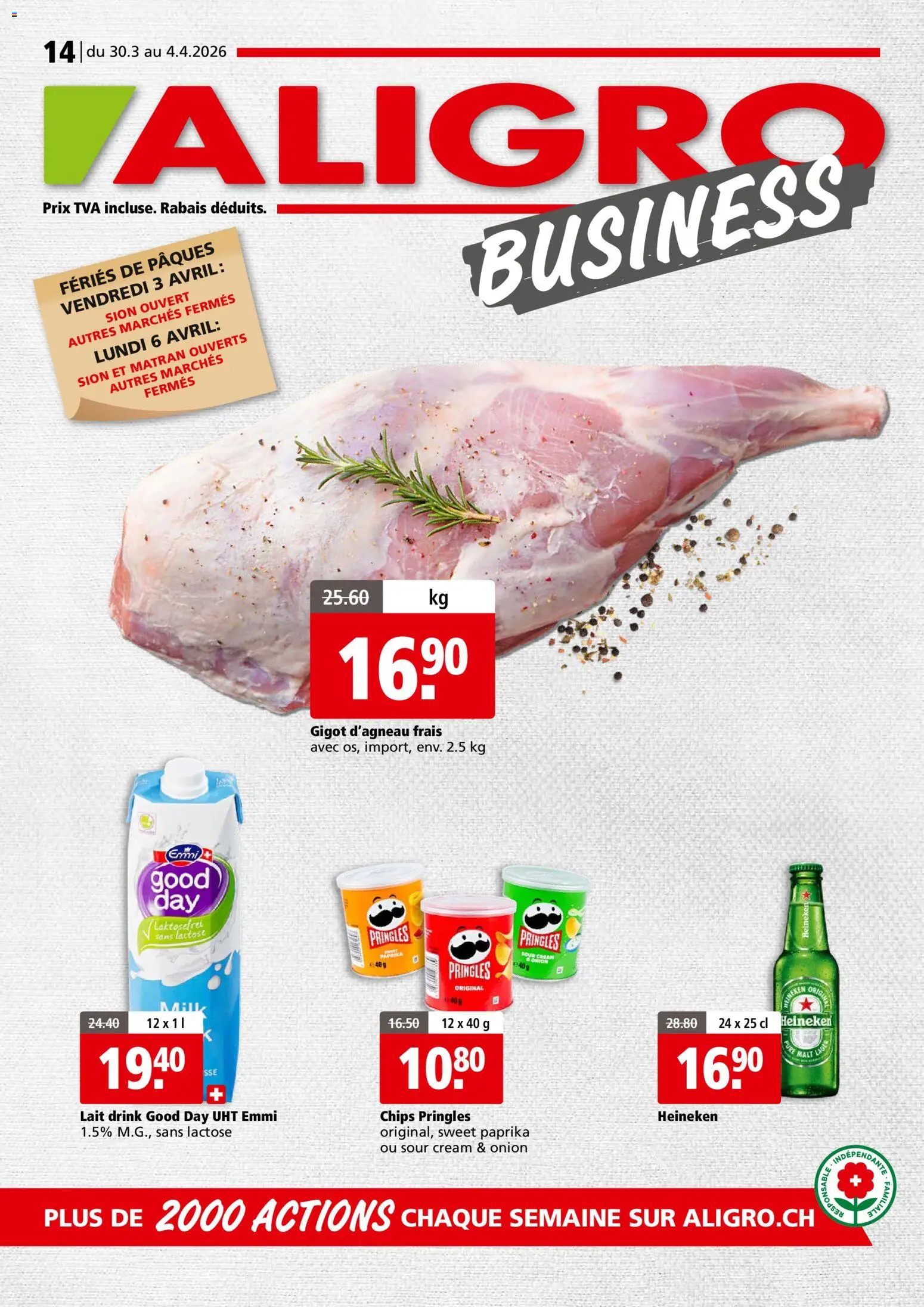 Aligro aktionen Business Chavannes, Matran, Genève, Sion – gültig ab 30.03.2026 | Seite: 1 | Produkte: Chips