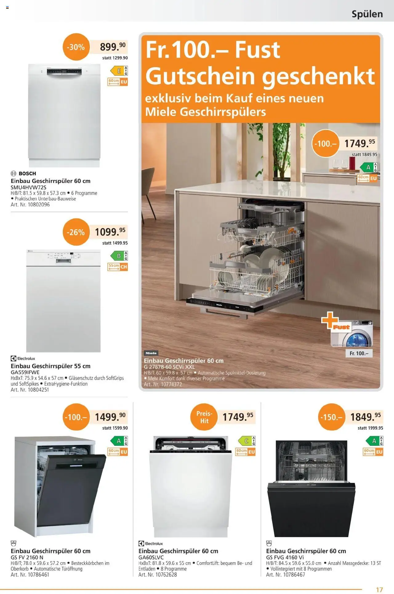 Fust Aktionen – gültig ab 22.09.2025 | Seite: 17 | Produkte: Geschirrspüler, Miele, Bosch