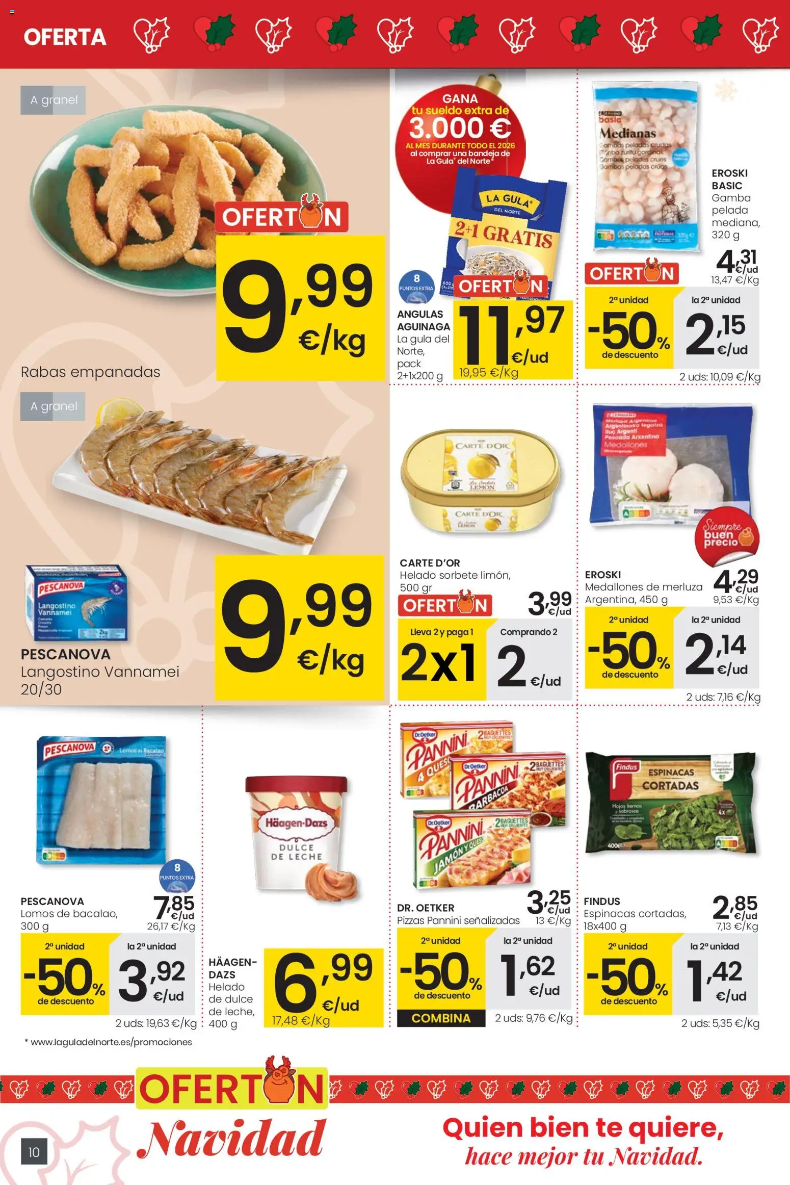 Eroski - Ofertón Navidad  │ válido desde el 27.11.2025 | Página: 10 | Productos: Leche, Té, Bandeja, Langostino