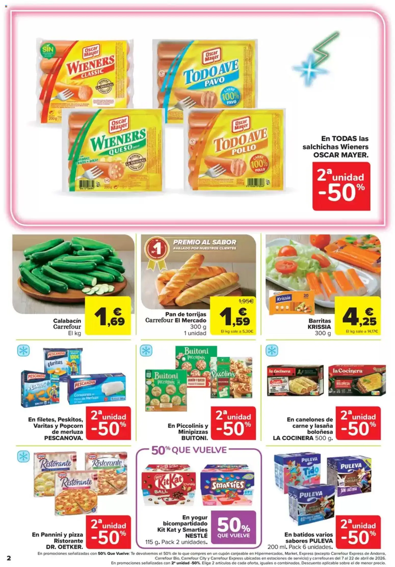 Carrefour Express folleto │ válido desde el 24.03.2026 | Página: 2 | Productos: Calabacín, Chocolate, Té, Canelones
