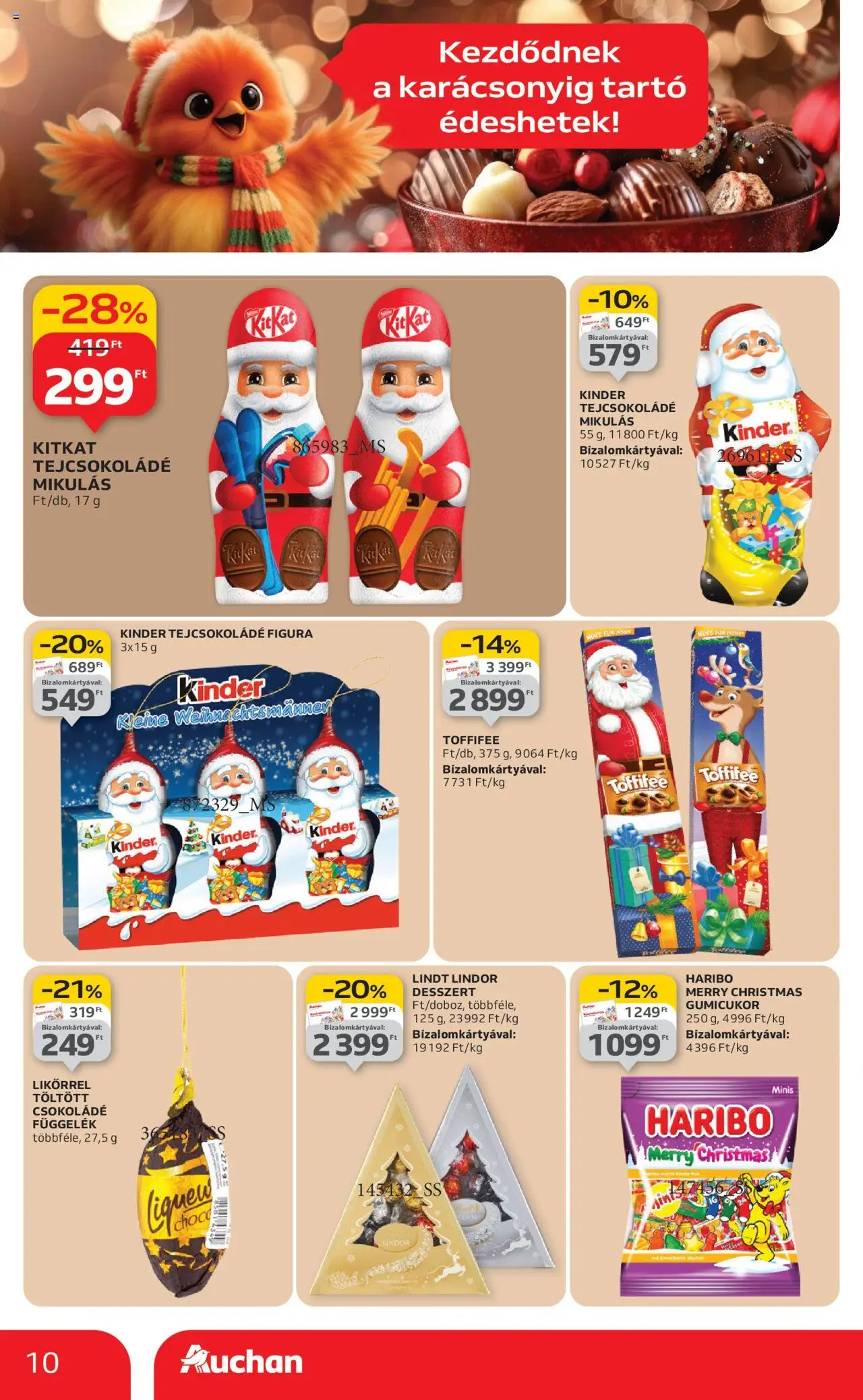 Auchan akciós ujság - amely érvényes a következő dátumtól: 24.10.2025 | Oldal: 10 | Termékek: Gumicukor, Tejcsokoládé, Toffifee, Csokoládé