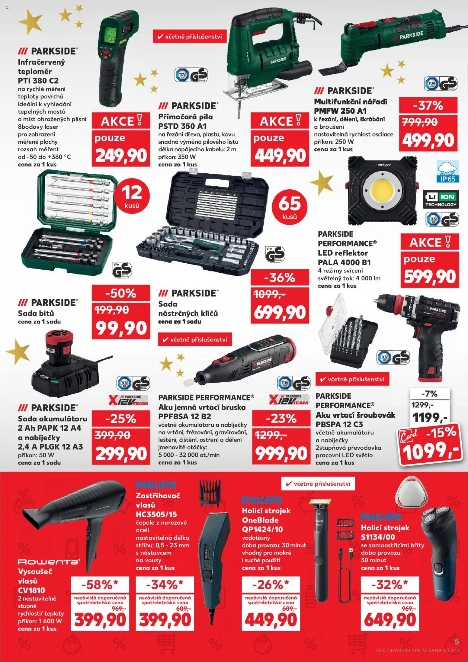 Kaufland leták - Ostrava od 19.11.2025 | Strana: 5 | Produkty: LED reflektor, Sada bitů, Pila, LED světlo