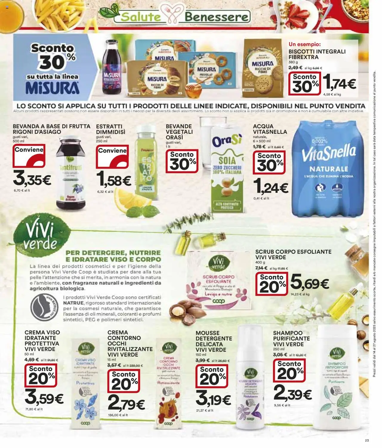 Volantino Ipercoop del 14.08.2025 | Pagina: 23 | Prodotti: Crema, Crema viso, Scrub, Biscotti
