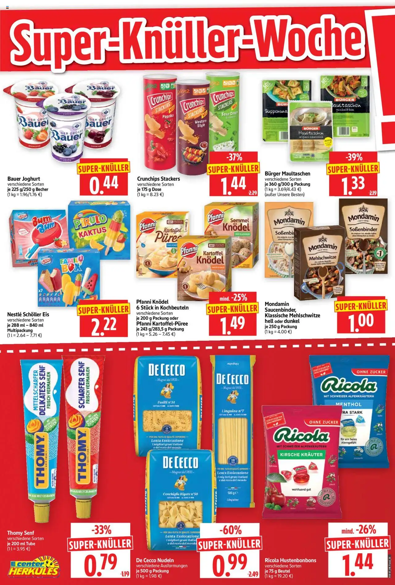 HERKULES Prospekt 	 – gültig ab 06.10.2025 | Seite: 14 | Produkte: Joghurt, Bauer joghurt, Burger, Nudeln