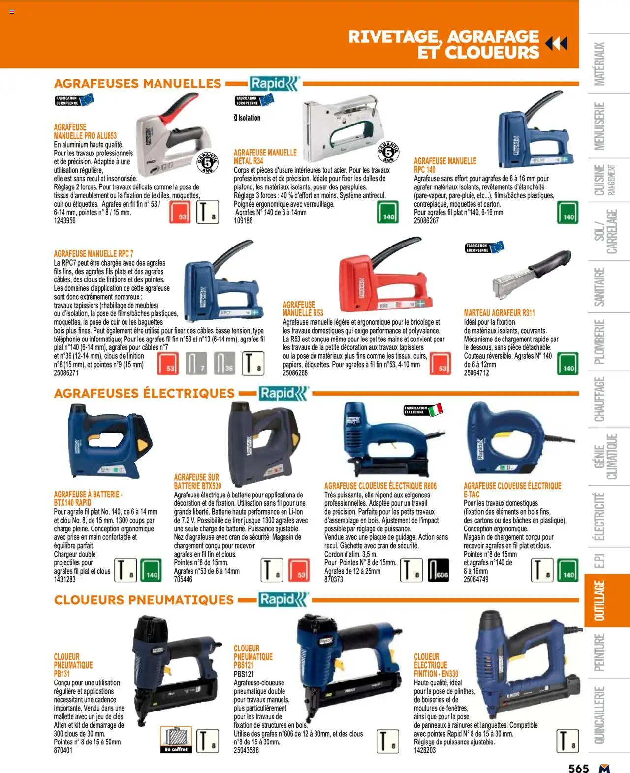  | Page: 565 | Produits: Couteau, Agrafeuse, Batterie, Agrafe