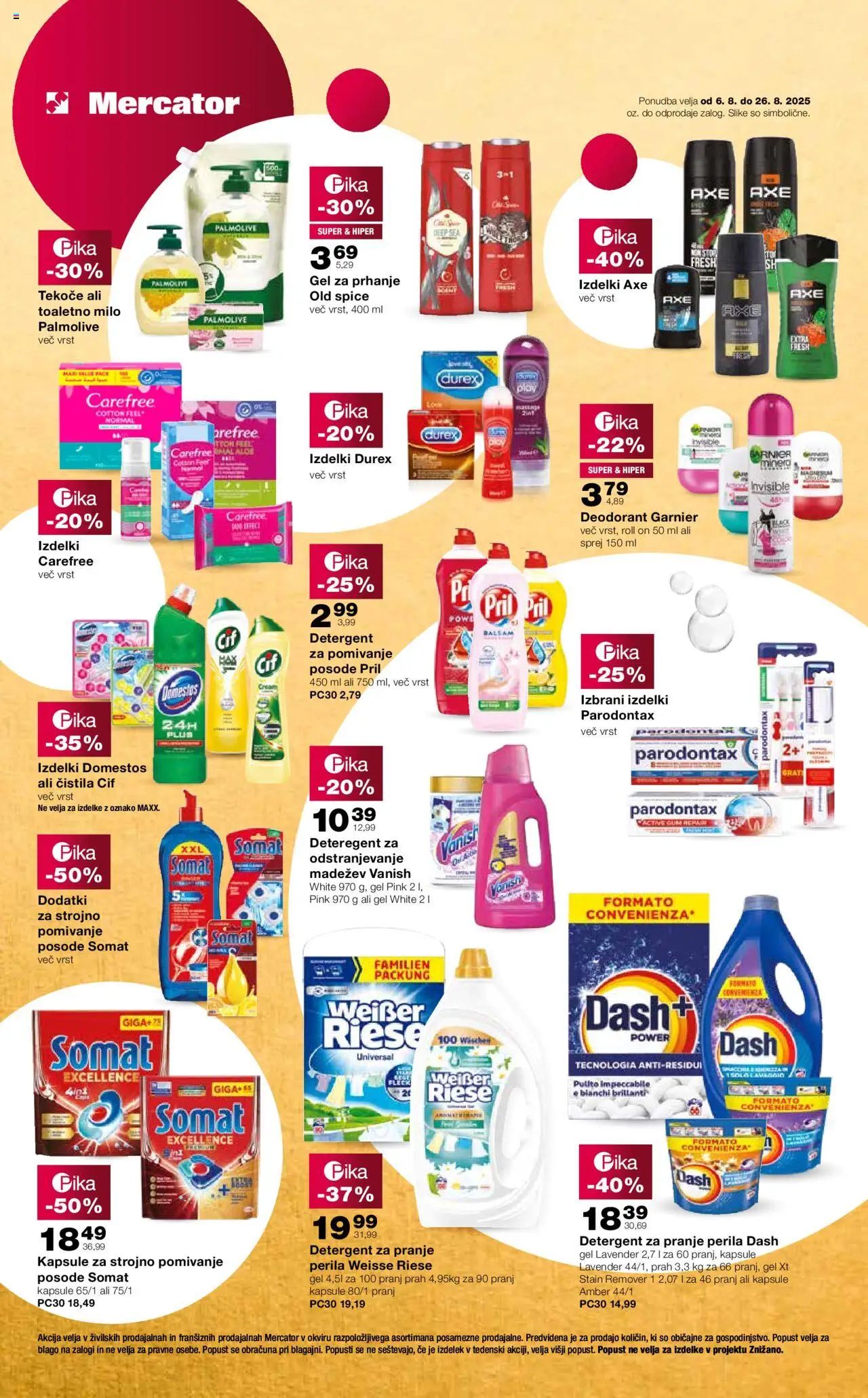 Mercator katalog pika │ velja od 07.08.2025 | Stran: 4 | Izdelki: Gel za prhanje, Čistila, Milo, Deodorant