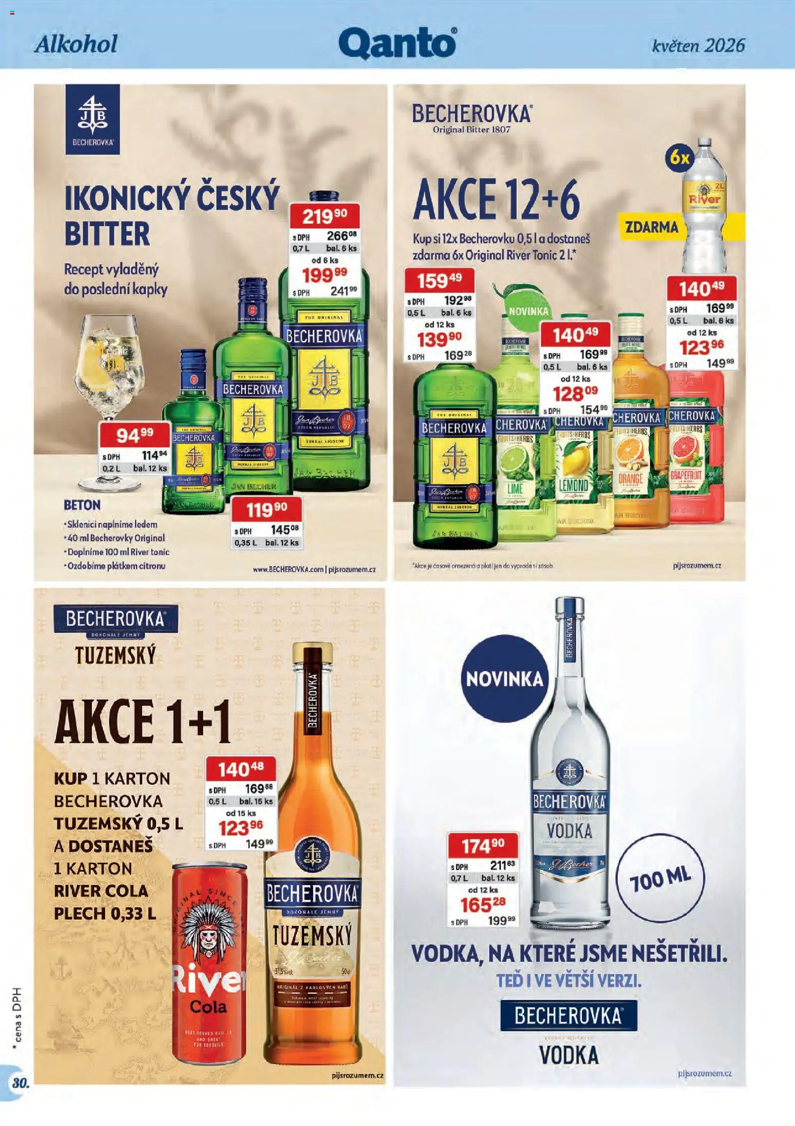 Astur & Qanto leták - Velkoobchod 05/2026 od 01.05.2026 | Strana: 30 | Produkty: Vodka, Plech, River tonic, Cola
