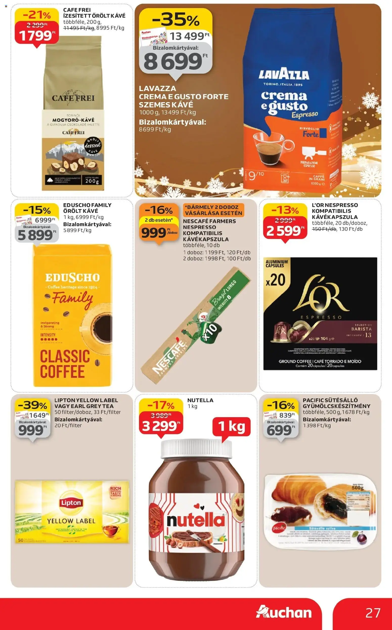 Auchan akciós ujság - amely érvényes a következő dátumtól: 18.12.2025 | Oldal: 27 | Termékek: Szilva, Nutella, Szemes kávé, Őrölt kávé