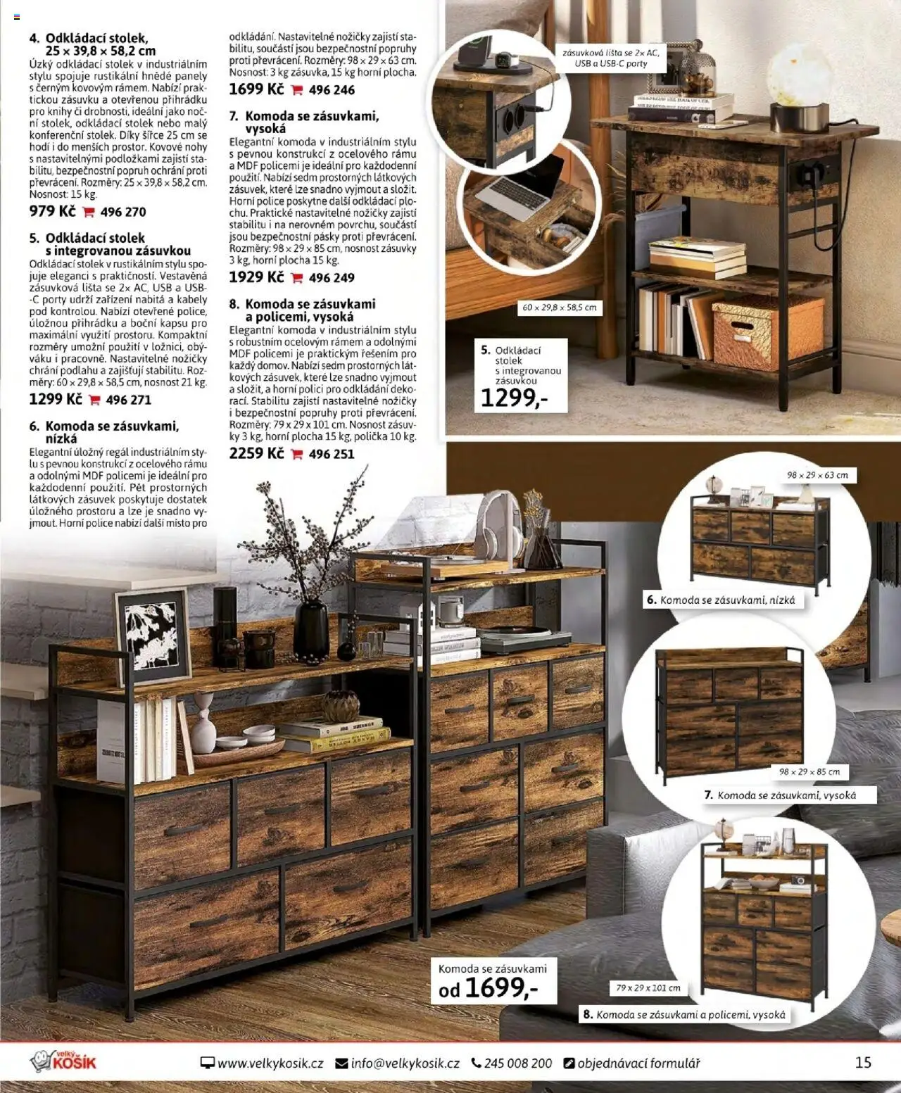 Velký Košík katalog září od 01.09.2025 | Strana: 15 | Produkty: Polička, Košík, Odkládací stolek, Regál