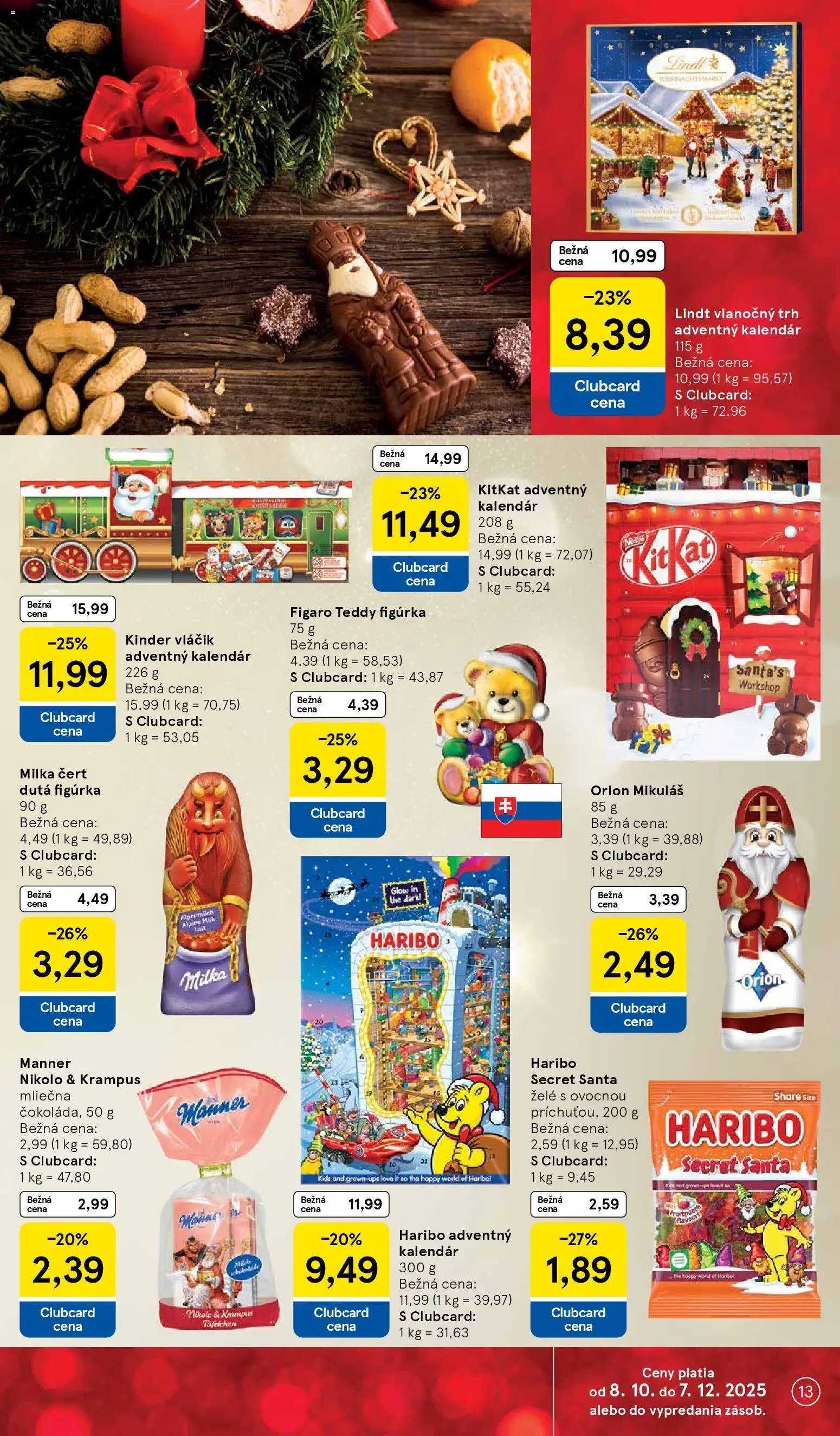 Nové Tesco akcie – leták je platný od 12.11.2025 | Strana: 13 | Produkty: Lindt, Kinder, Čokoláda, Milka