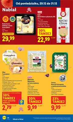 Pogląd oferty "Mlekovita Wypasione, ser tarty smakowy, 300 g, różne rodzaje" - ważna od 29.12.2025 | Strona: 34 | Produkty: Deska serów, Camembert, Ser