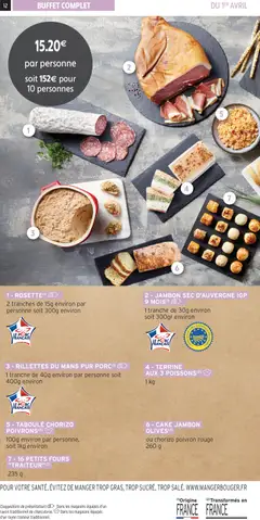 Intermarché - Prévisualisation de RILLETTES DU MANS PUR PORC, 1 tranche de 40g environ par personne soit 400g environ valide à partir de 01.04.2026 | Page: 12