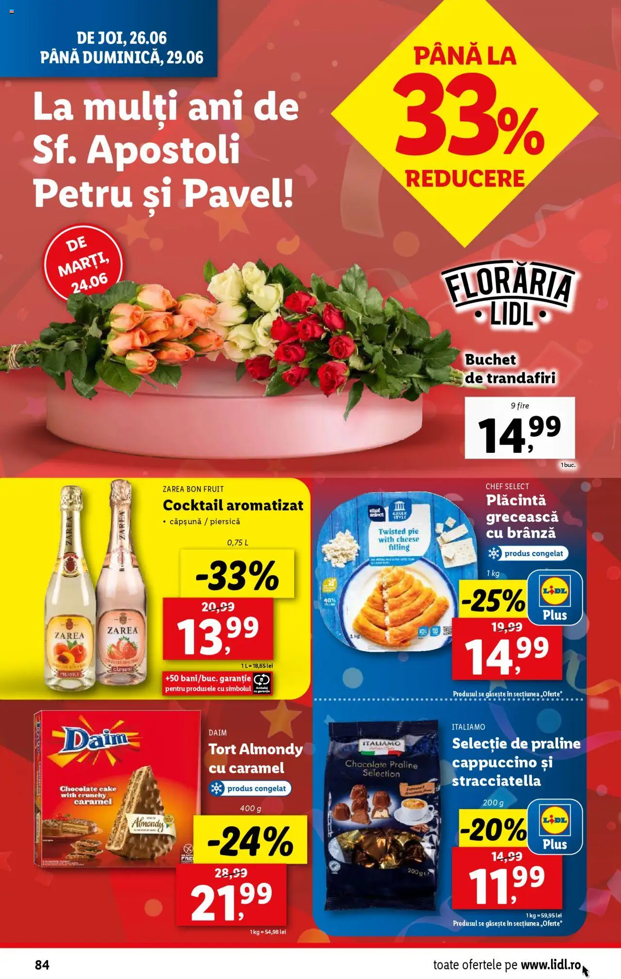 Catalog Lidl – valabil de la 23.06.2025 | Pagină: 84 | Produse: Piersică, Praline, Brânză, Cocktail